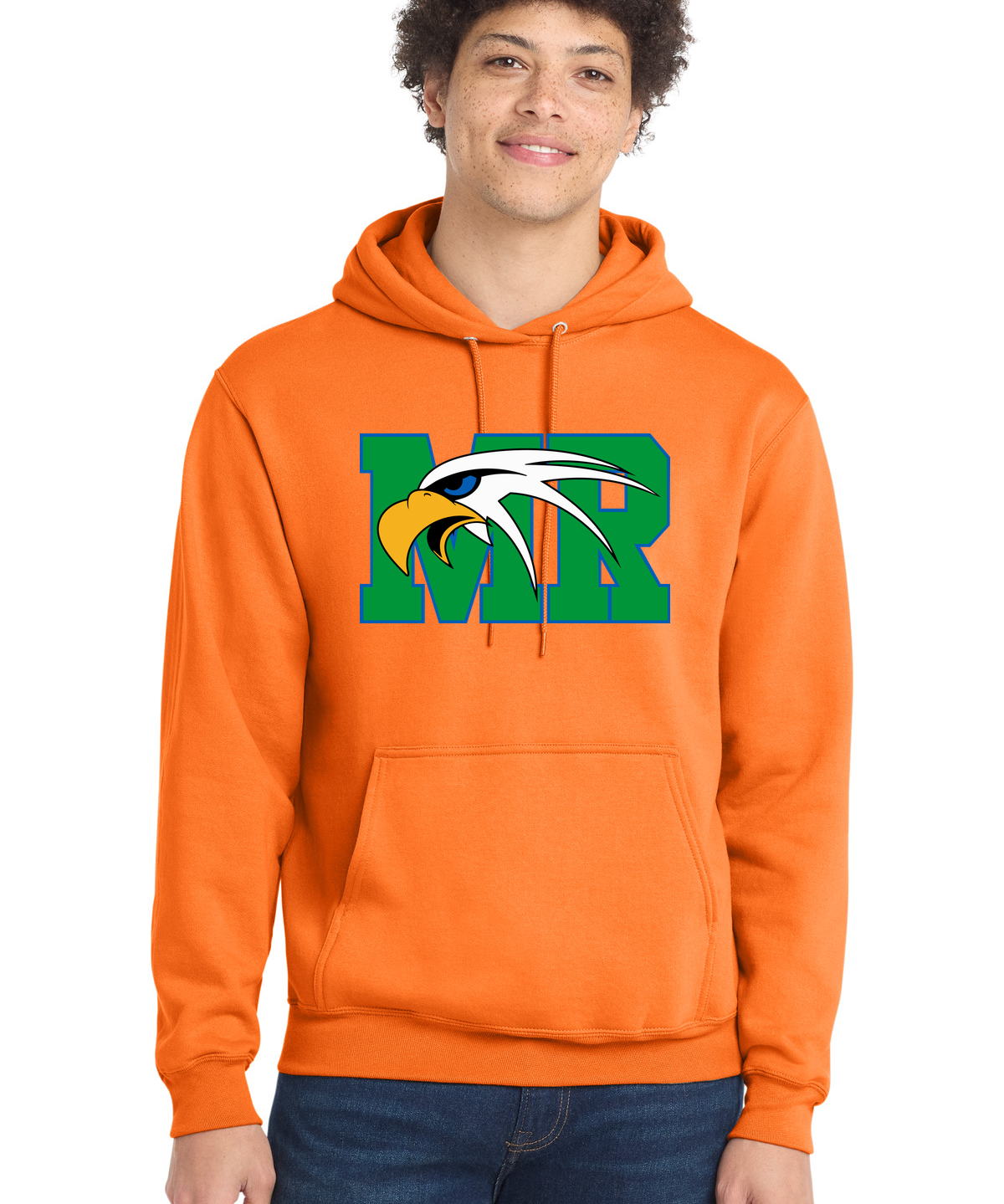 Maple River High School hockey_boys - Neon Orange Port & Co Core Fleece Pullover Hooded Sweatshirt. PC78H