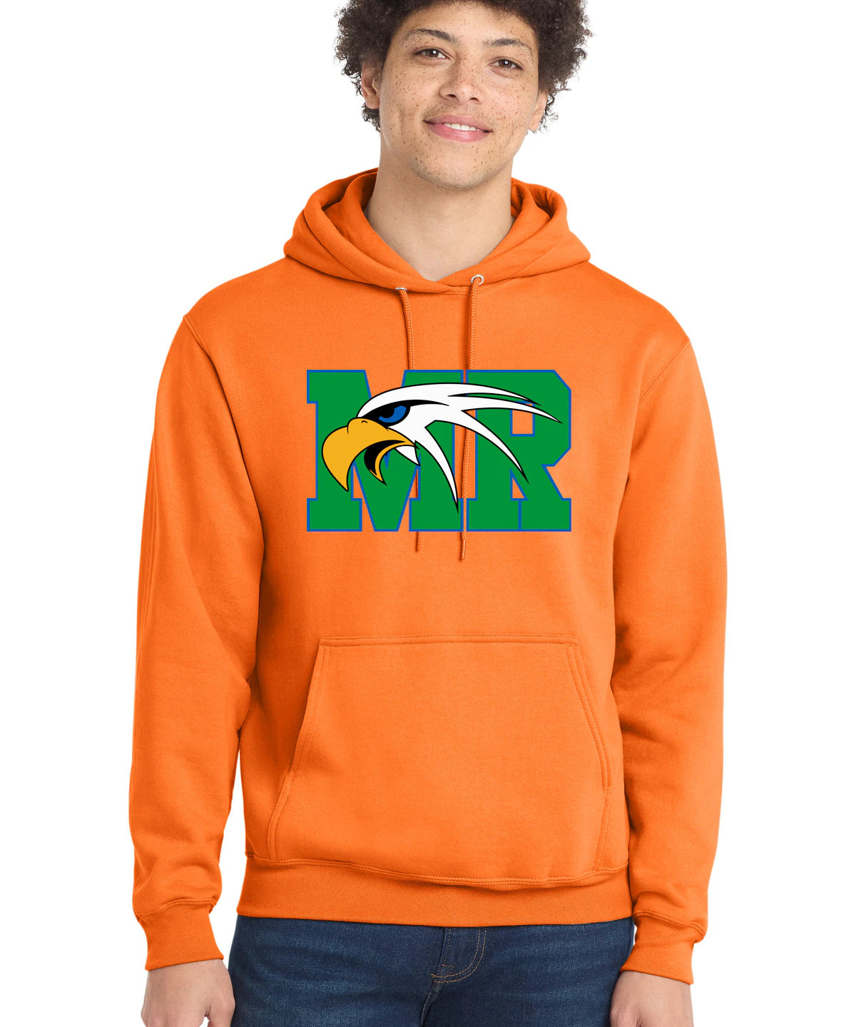 Maple River High School hockey_boys - Neon Orange Port & Co Core Fleece Pullover Hooded Sweatshirt. PC78H