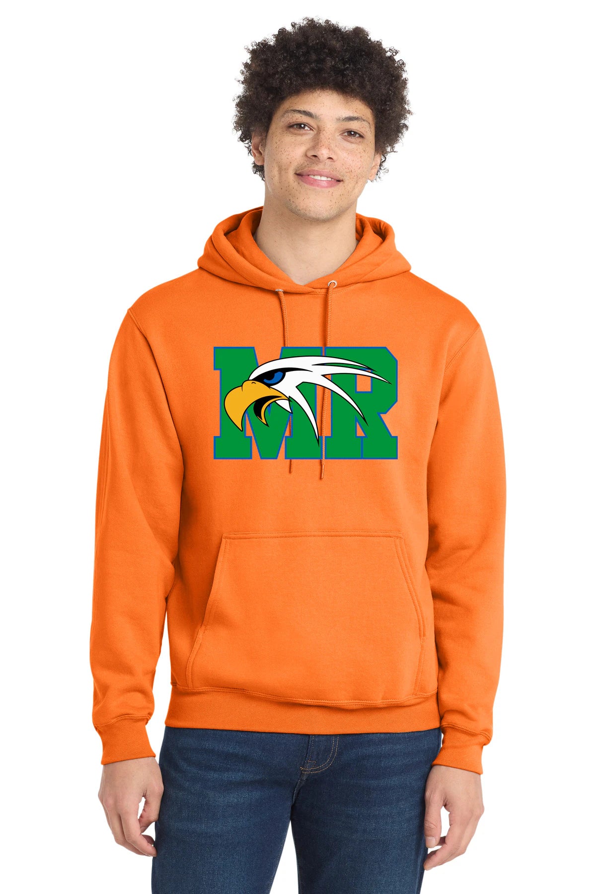 Maple River High School hockey_boys - Neon Orange Port & Co Core Fleece Pullover Hooded Sweatshirt. PC78H