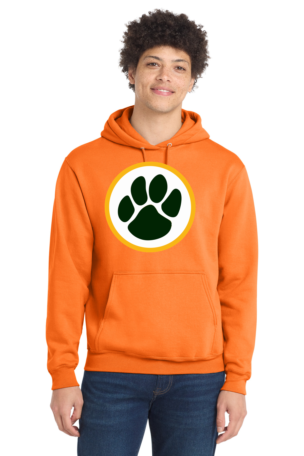 Ashwaubenon High School Football (Boys) - Neon Orange Port & Co Core Fleece Pullover Hooded Sweatshirt. PC78H