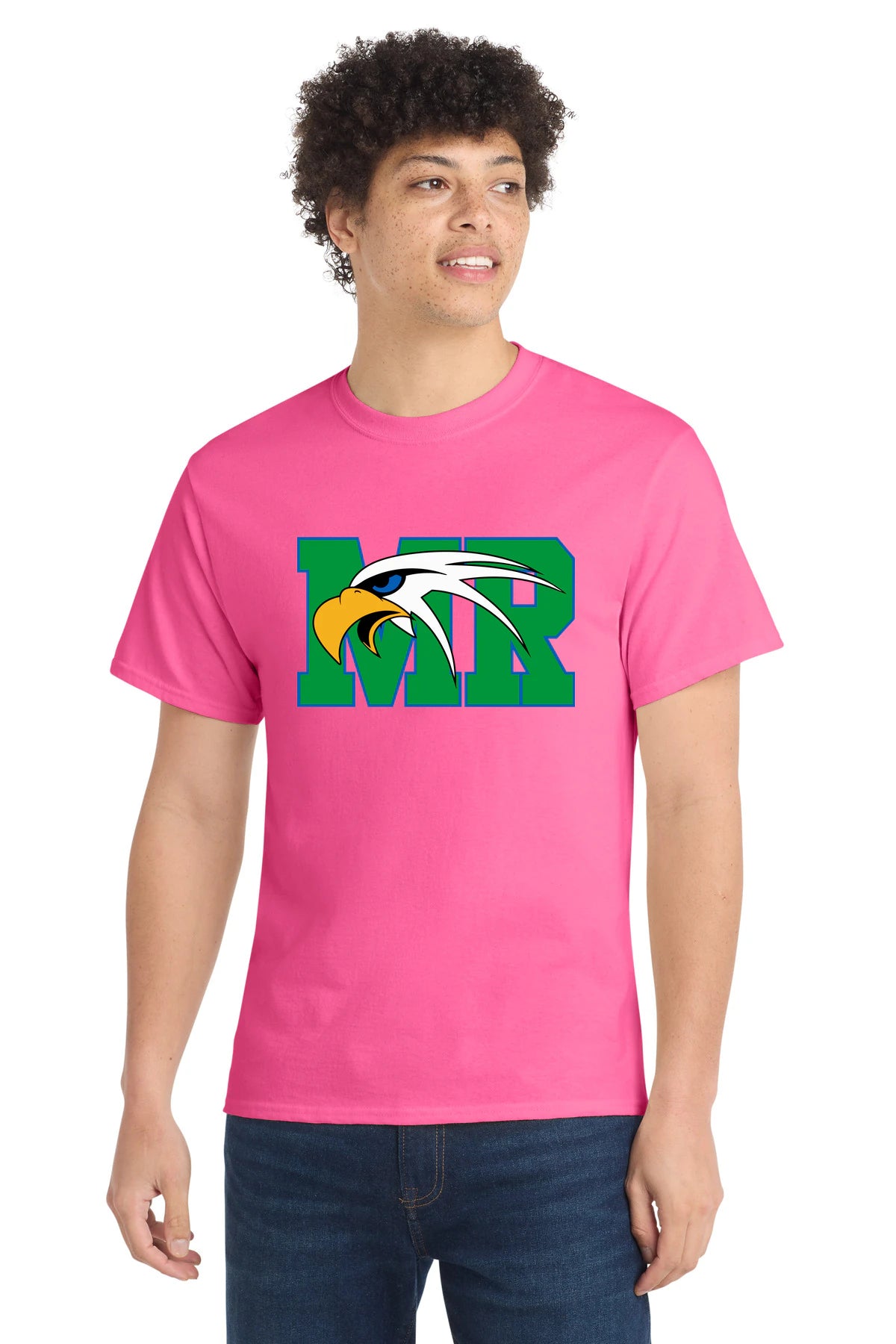 Maple River High School hockey_boys - Neon Pink Port & Co Core Cotton Tee. PC54