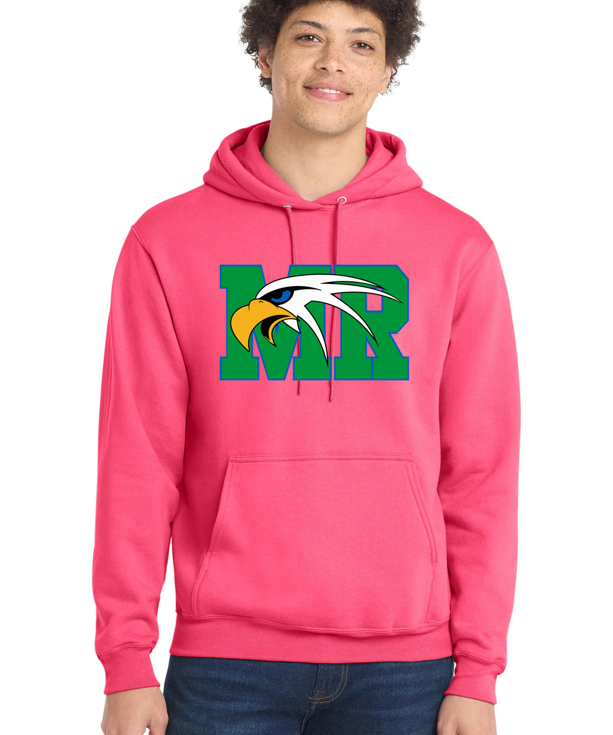 Maple River High School hockey_boys - Neon Pink Port & Co Core Fleece Pullover Hooded Sweatshirt. PC78H