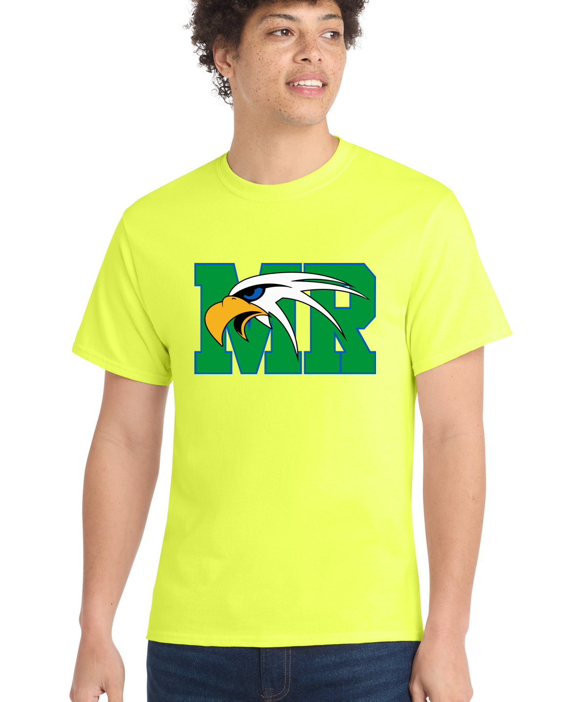 Maple River High School hockey_boys - Neon Yellow Port & Co Core Cotton Tee. PC54