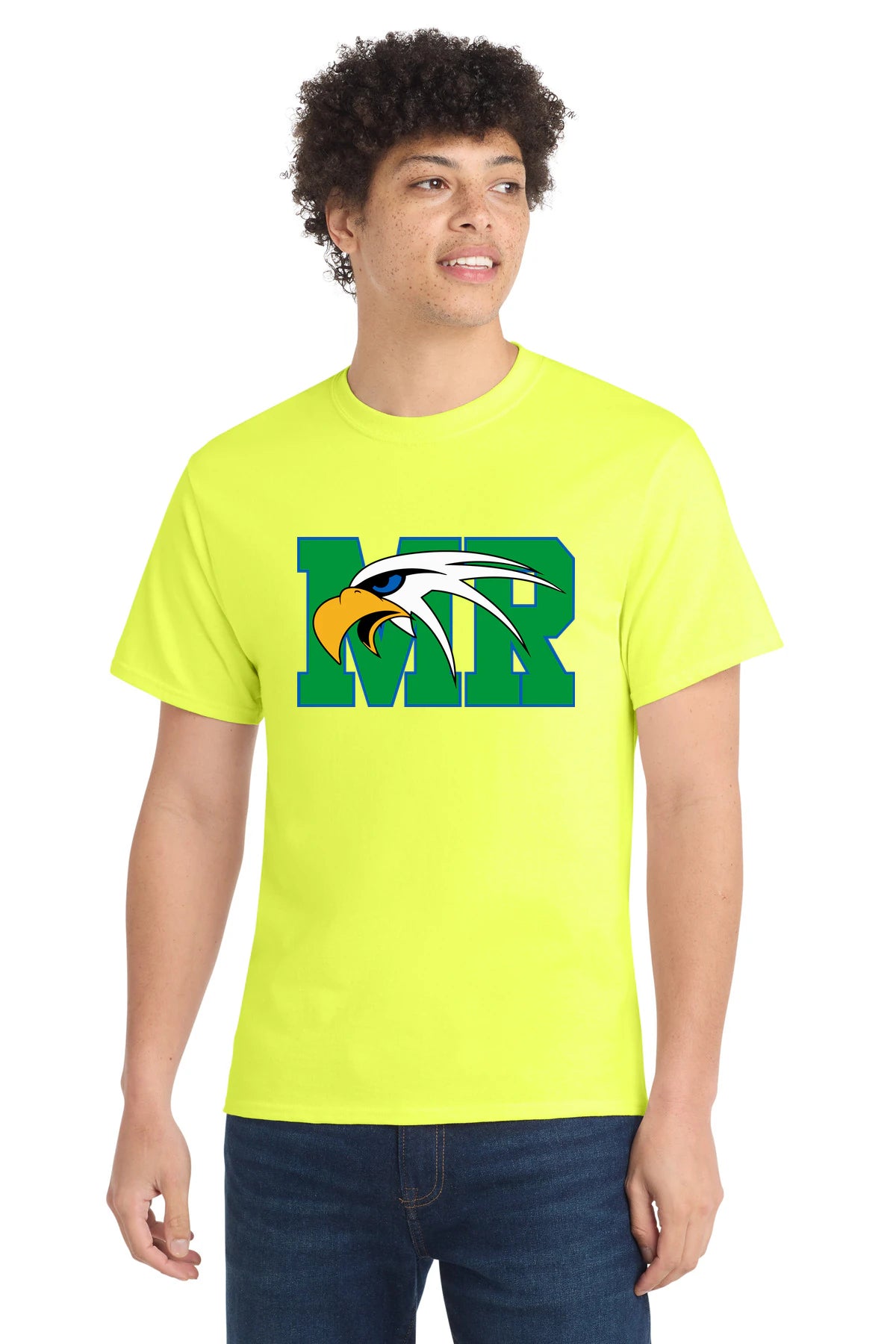 Maple River High School hockey_boys - Neon Yellow Port & Co Core Cotton Tee. PC54