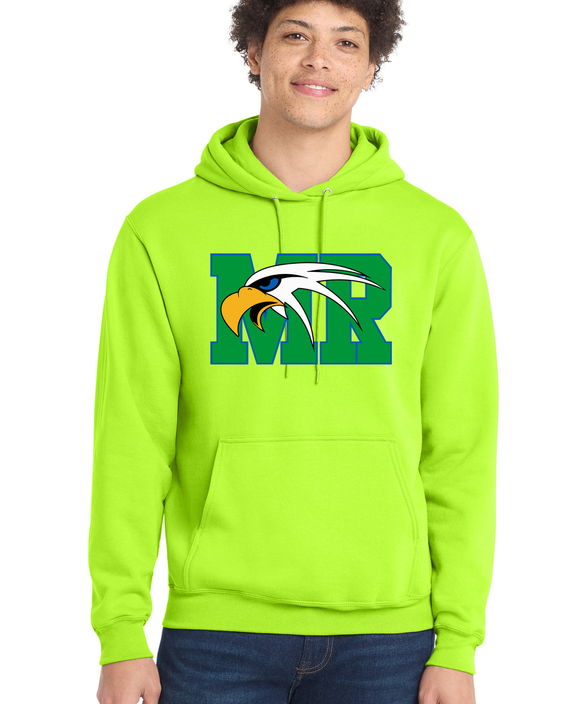 Maple River High School hockey_boys - Neon Yellow Port & Co Core Fleece Pullover Hooded Sweatshirt. PC78H