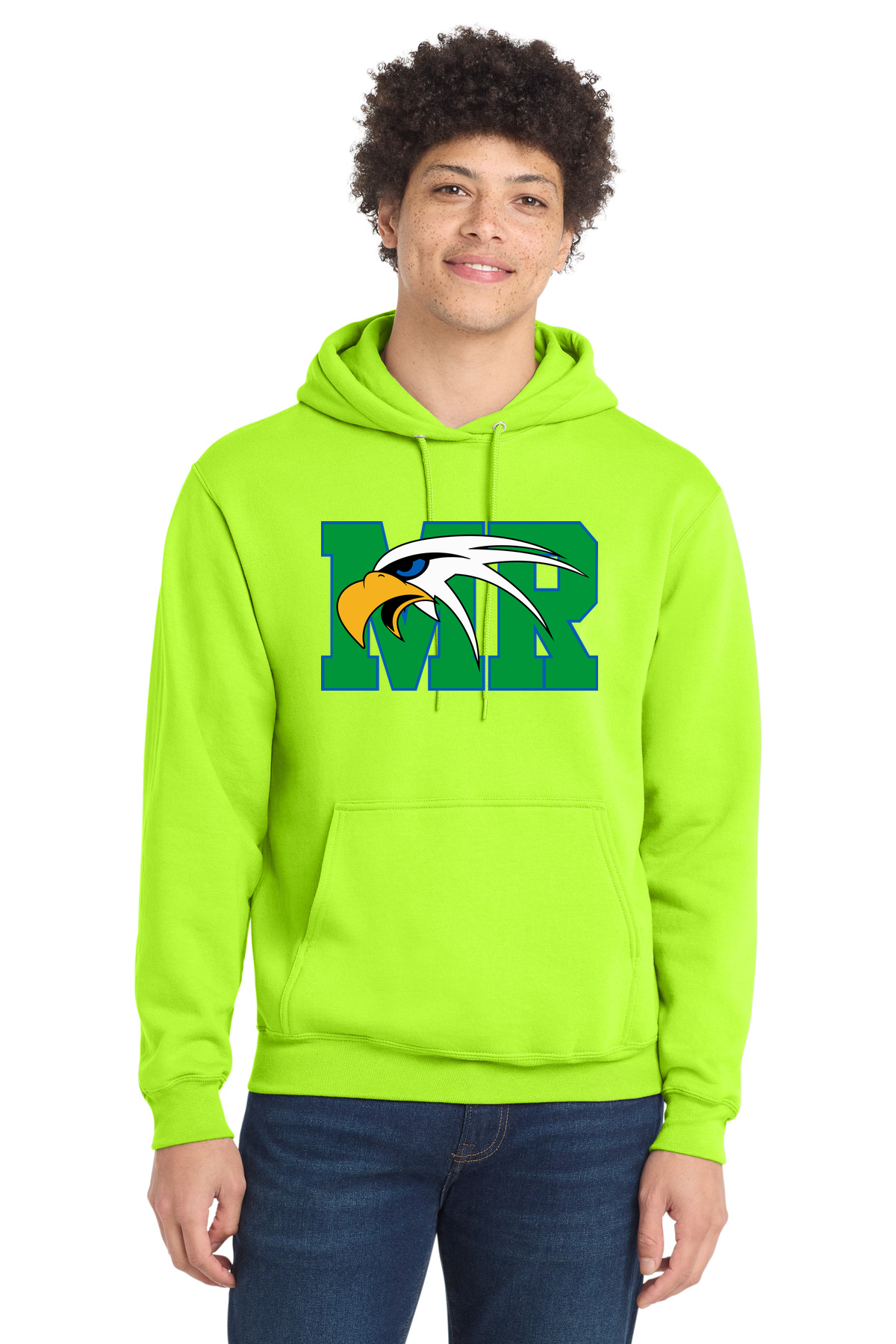 Maple River High School hockey_boys - Neon Yellow Port & Co Core Fleece Pullover Hooded Sweatshirt. PC78H