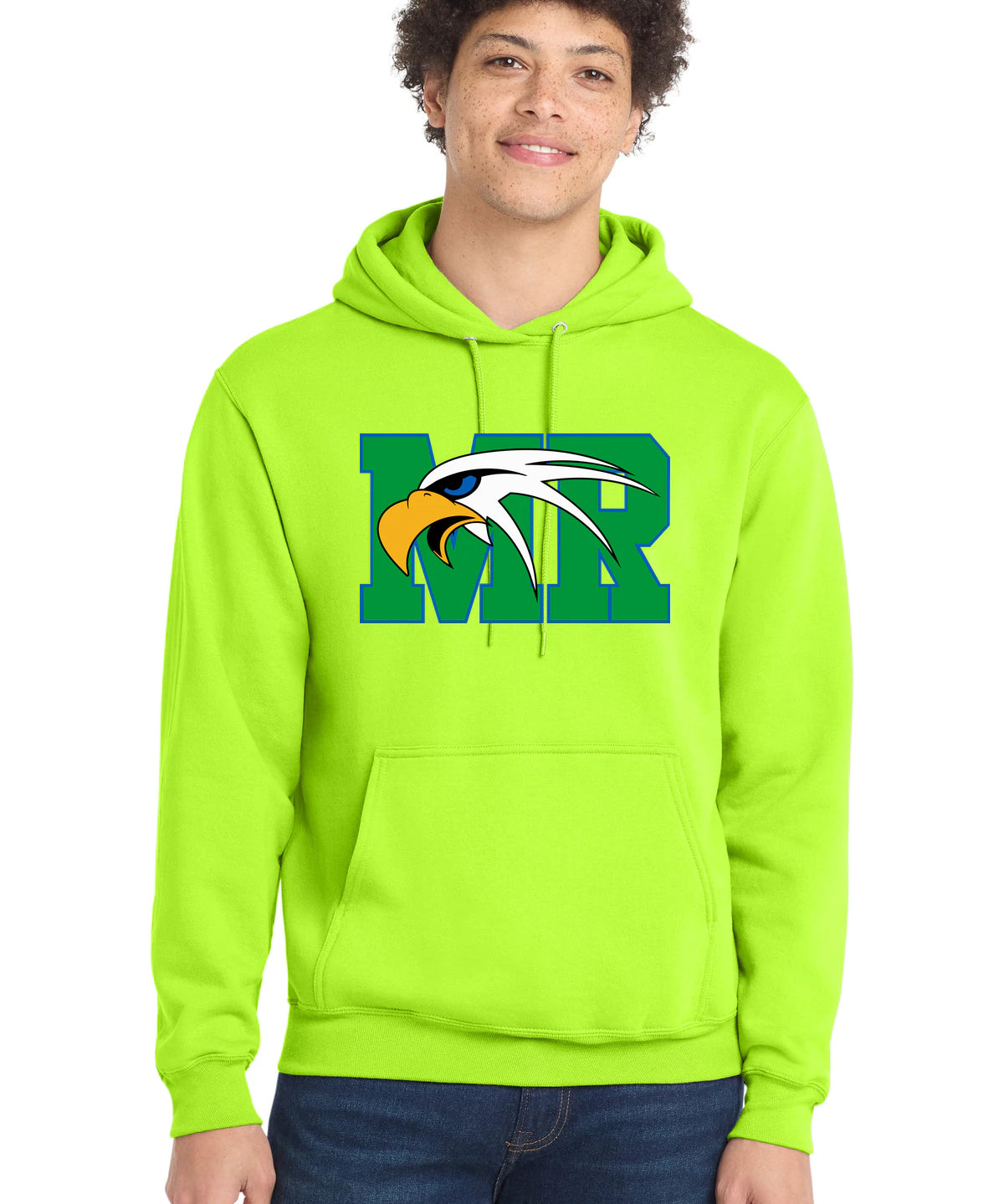 Maple River High School hockey_boys - Neon Yellow Port & Co Core Fleece Pullover Hooded Sweatshirt. PC78H