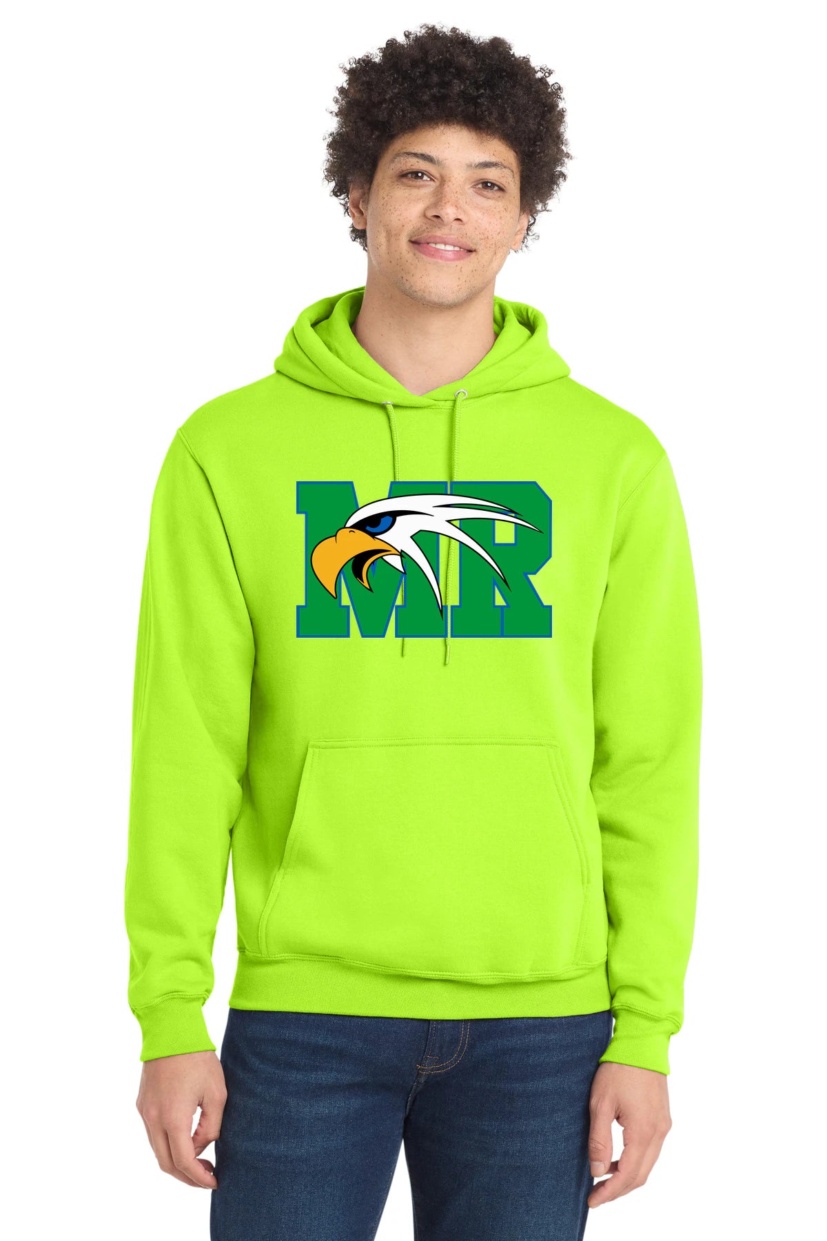 Maple River High School hockey_boys - Neon Yellow Port & Co Core Fleece Pullover Hooded Sweatshirt. PC78H