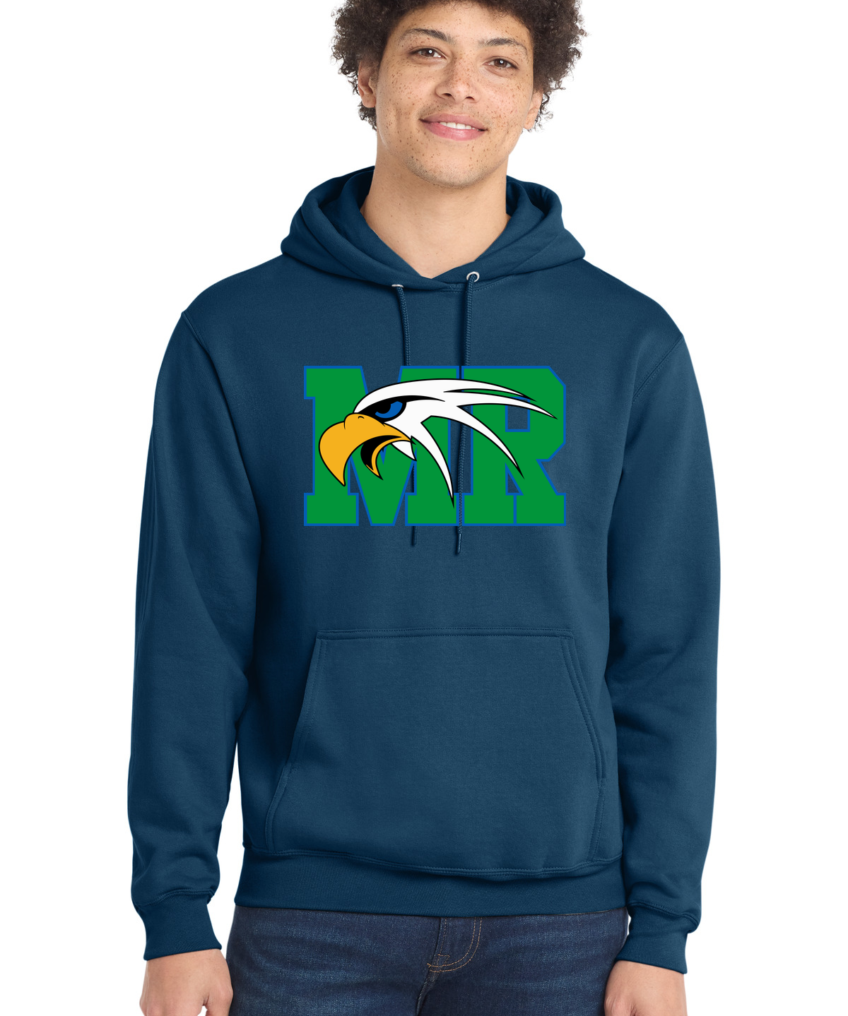 Maple River High School hockey_boys - Neptune Blue Port & Co Core Fleece Pullover Hooded Sweatshirt. PC78H