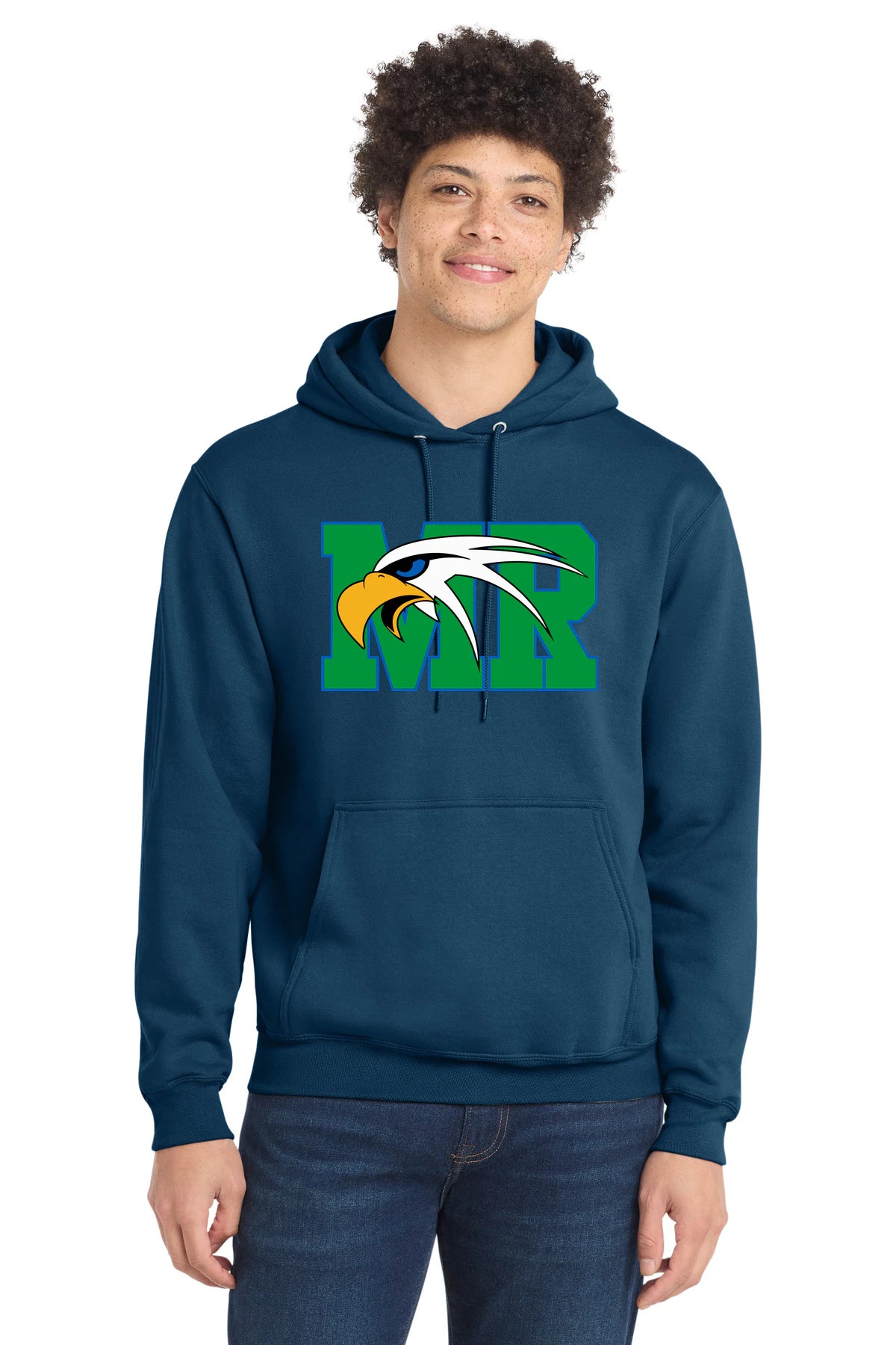 Maple River High School hockey_boys - Neptune Blue Port & Co Core Fleece Pullover Hooded Sweatshirt. PC78H