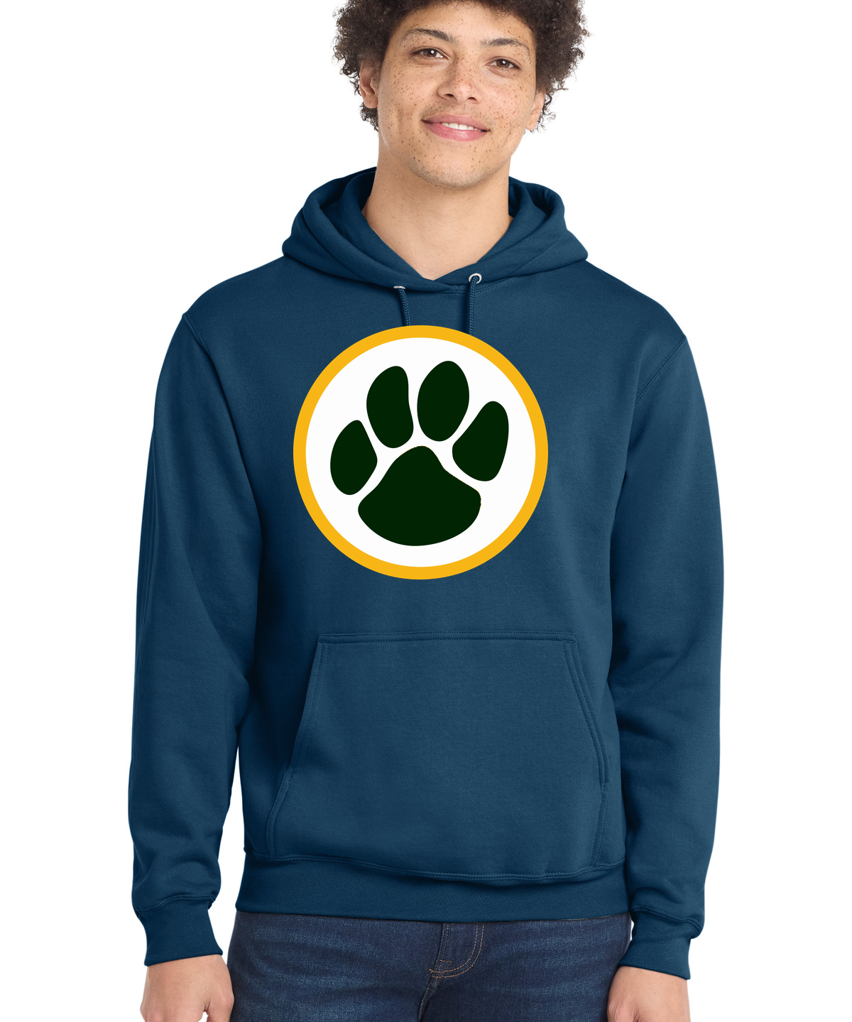 Ashwaubenon High School Football (Boys) - Neptune Blue Port & Co Core Fleece Pullover Hooded Sweatshirt. PC78H