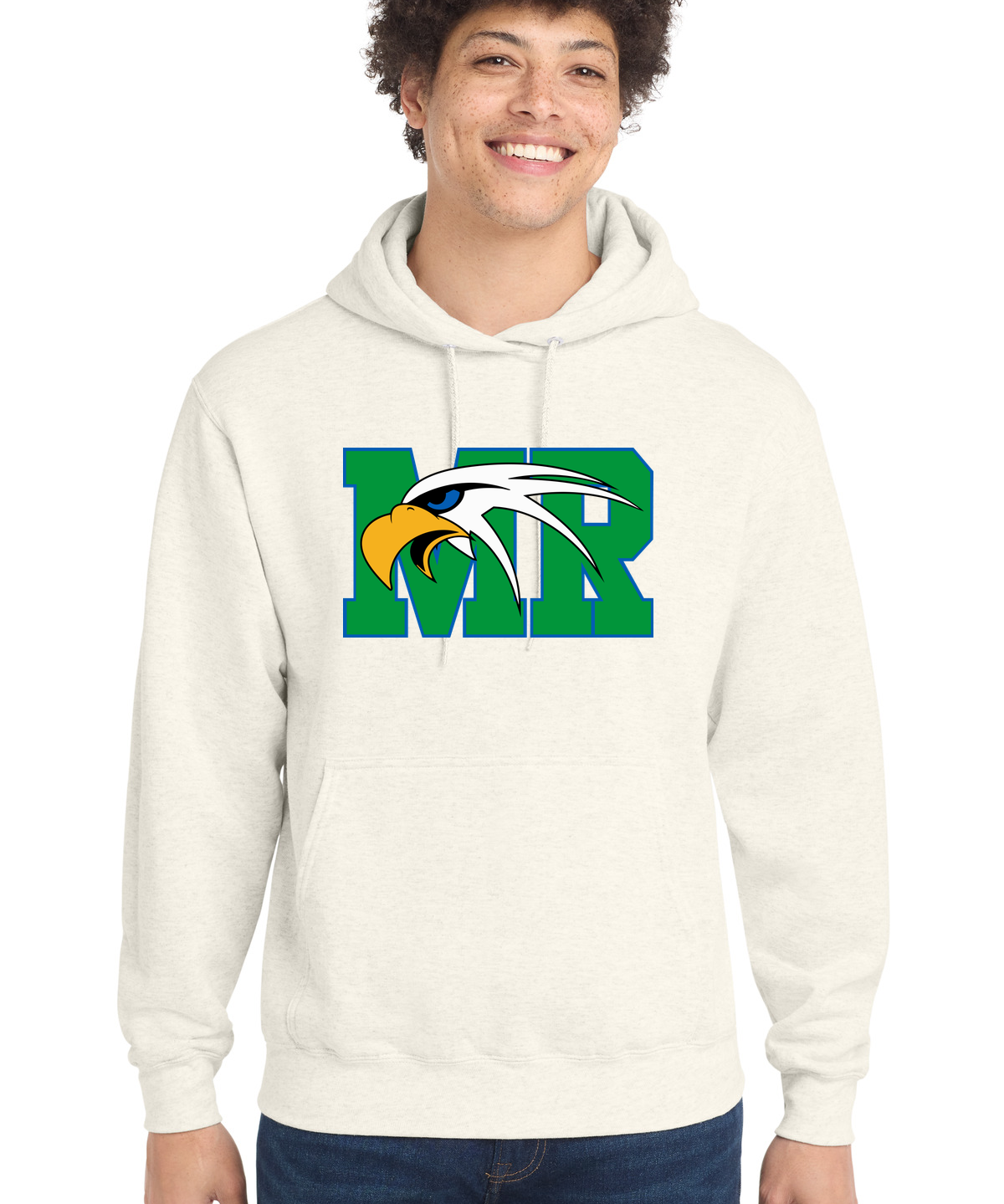 Maple River High School hockey_boys - Oatmeal Heather Port & Co Core Fleece Pullover Hooded Sweatshirt. PC78H