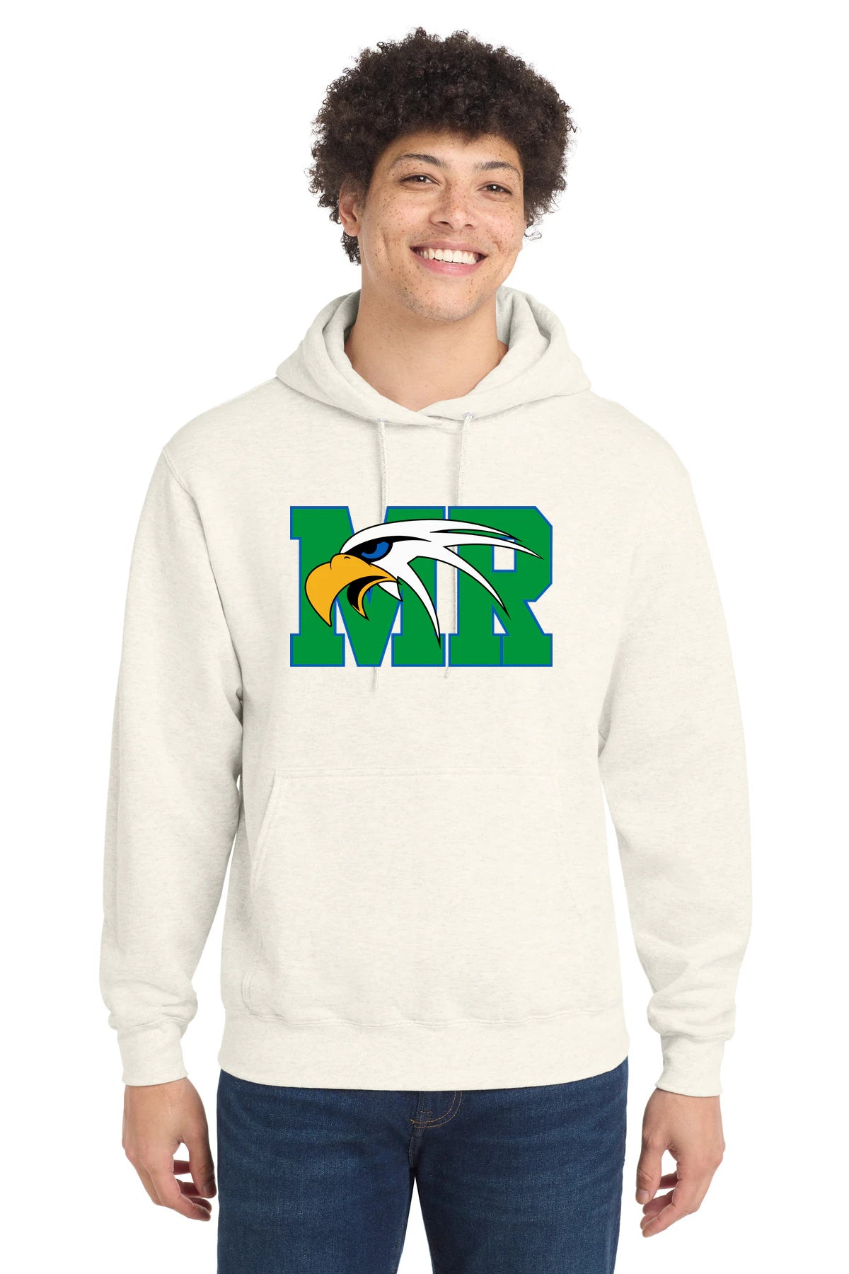 Maple River High School hockey_boys - Oatmeal Heather Port & Co Core Fleece Pullover Hooded Sweatshirt. PC78H
