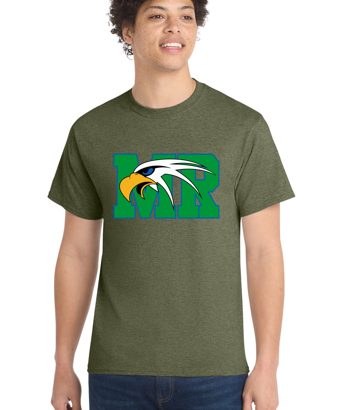 Maple River High School hockey_boys - Olive Drab Green Heather Port & Co Core Cotton Tee. PC54