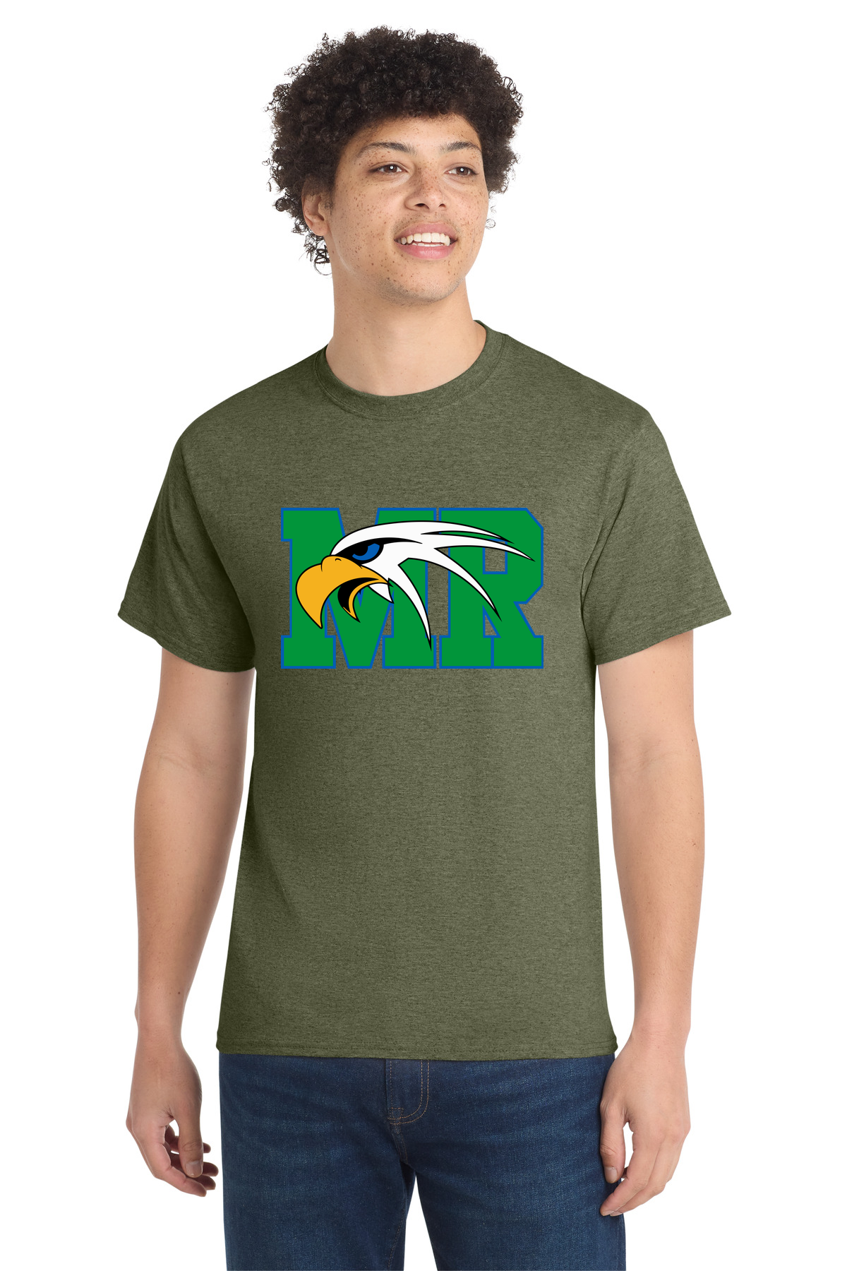 Maple River High School hockey_boys - Olive Drab Green Heather Port & Co Core Cotton Tee. PC54