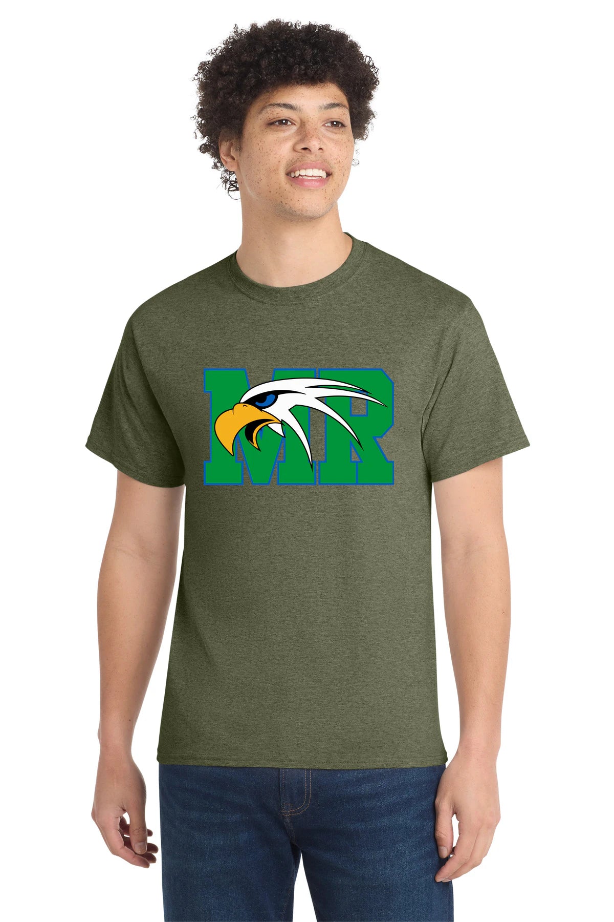 Maple River High School hockey_boys - Olive Drab Green Heather Port & Co Core Cotton Tee. PC54