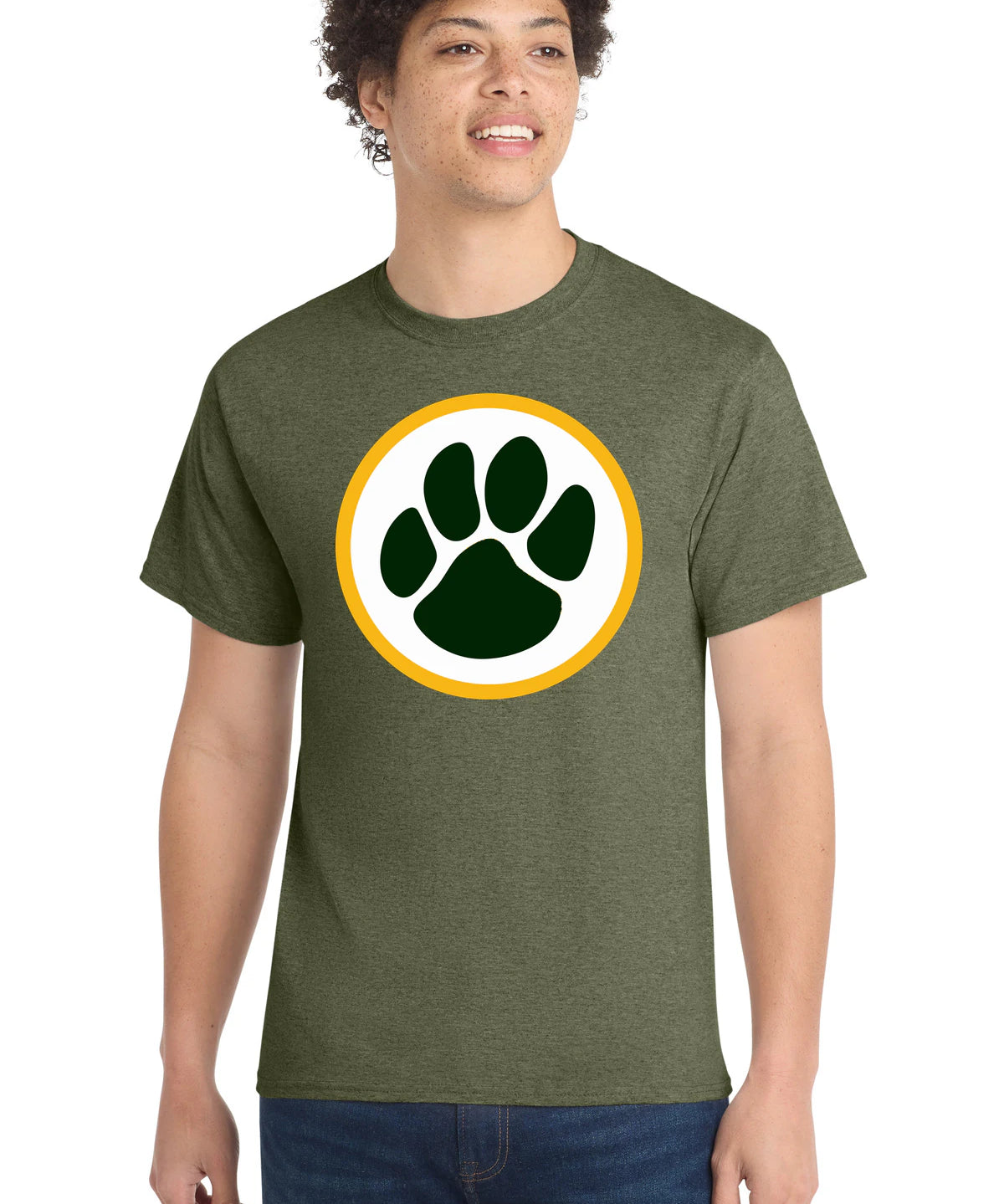 Ashwaubenon High School Football (Boys) - Olive Drab Green Heather Port & Co Core Cotton Tee. PC54