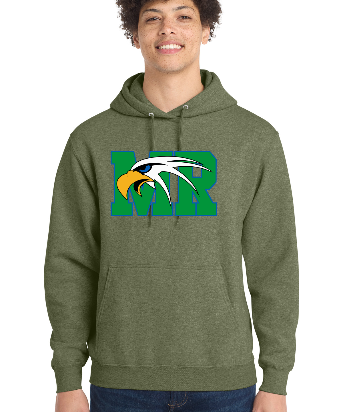 Maple River High School hockey_boys - Olive Drab Green Heather Port & Co Core Fleece Pullover Hooded Sweatshirt. PC78H