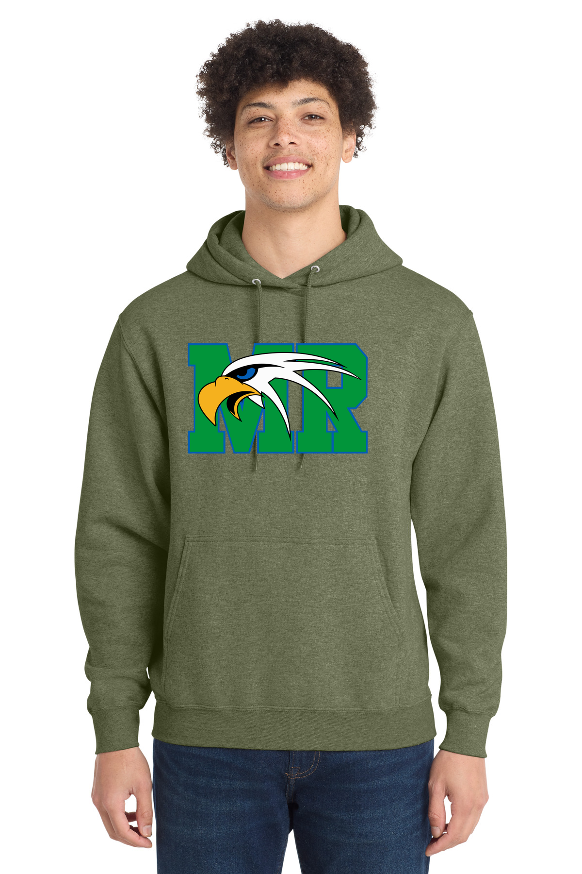Maple River High School hockey_boys - Olive Drab Green Heather Port & Co Core Fleece Pullover Hooded Sweatshirt. PC78H