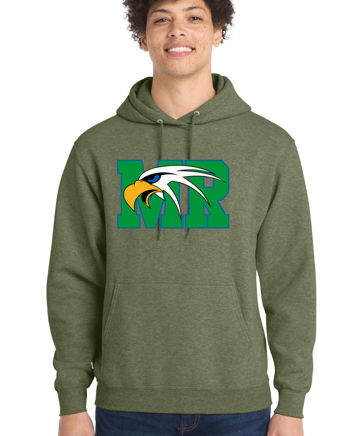Maple River High School hockey_boys - Olive Drab Green Heather Port & Co Core Fleece Pullover Hooded Sweatshirt. PC78H