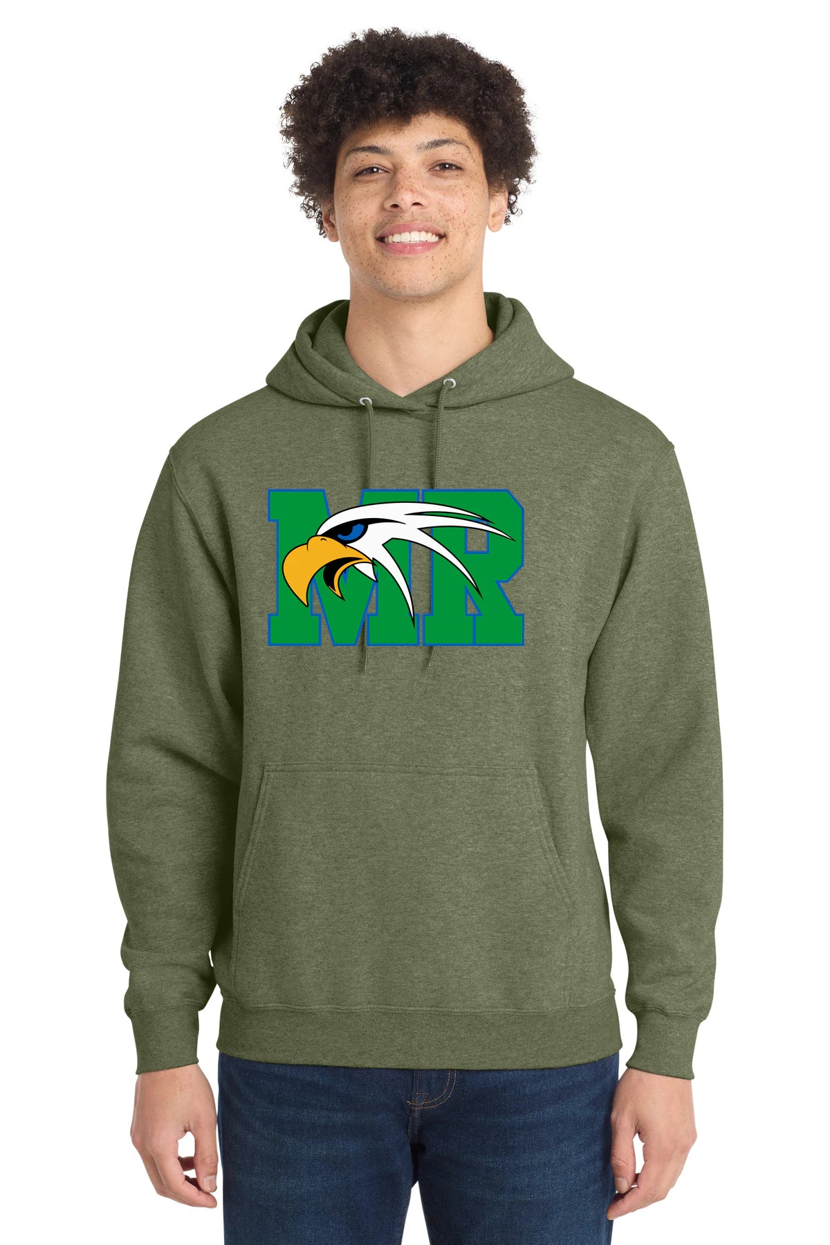 Maple River High School hockey_boys - Olive Drab Green Heather Port & Co Core Fleece Pullover Hooded Sweatshirt. PC78H