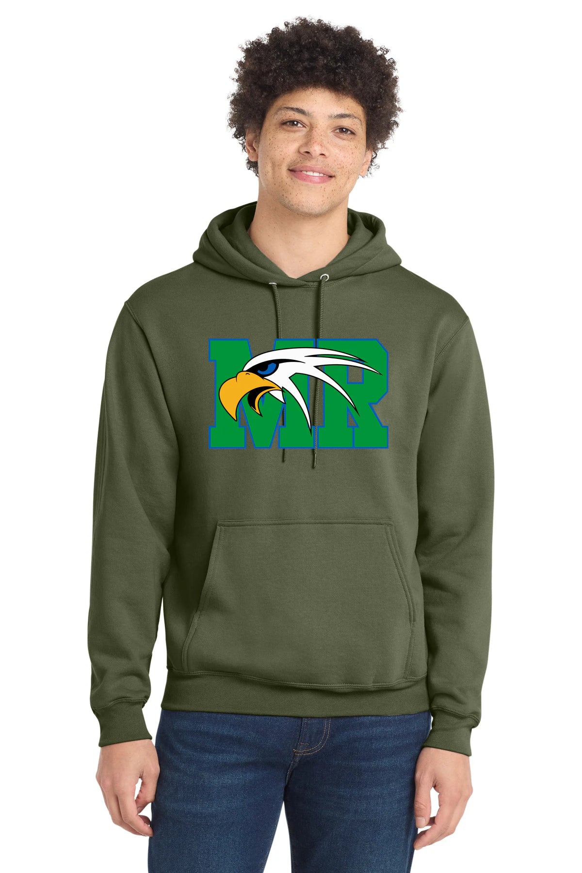Maple River High School hockey_boys - Olive Drab Green Port & Co Core Fleece Pullover Hooded Sweatshirt. PC78H