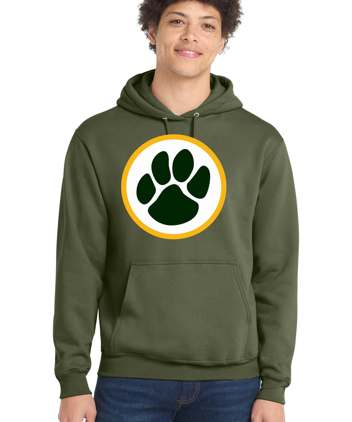 Ashwaubenon High School Football (Boys) - Olive Drab Green Port & Co Core Fleece Pullover Hooded Sweatshirt. PC78H