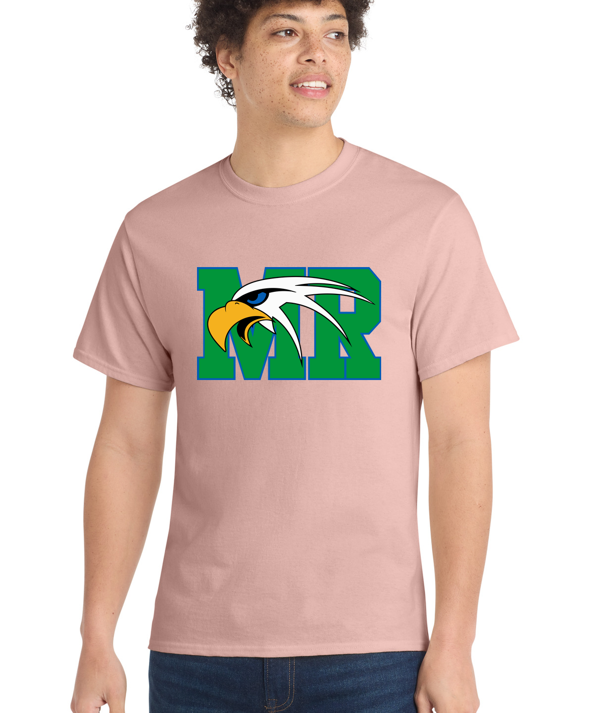 Maple River High School hockey_boys - Pale Blush Port & Co Core Cotton Tee. PC54