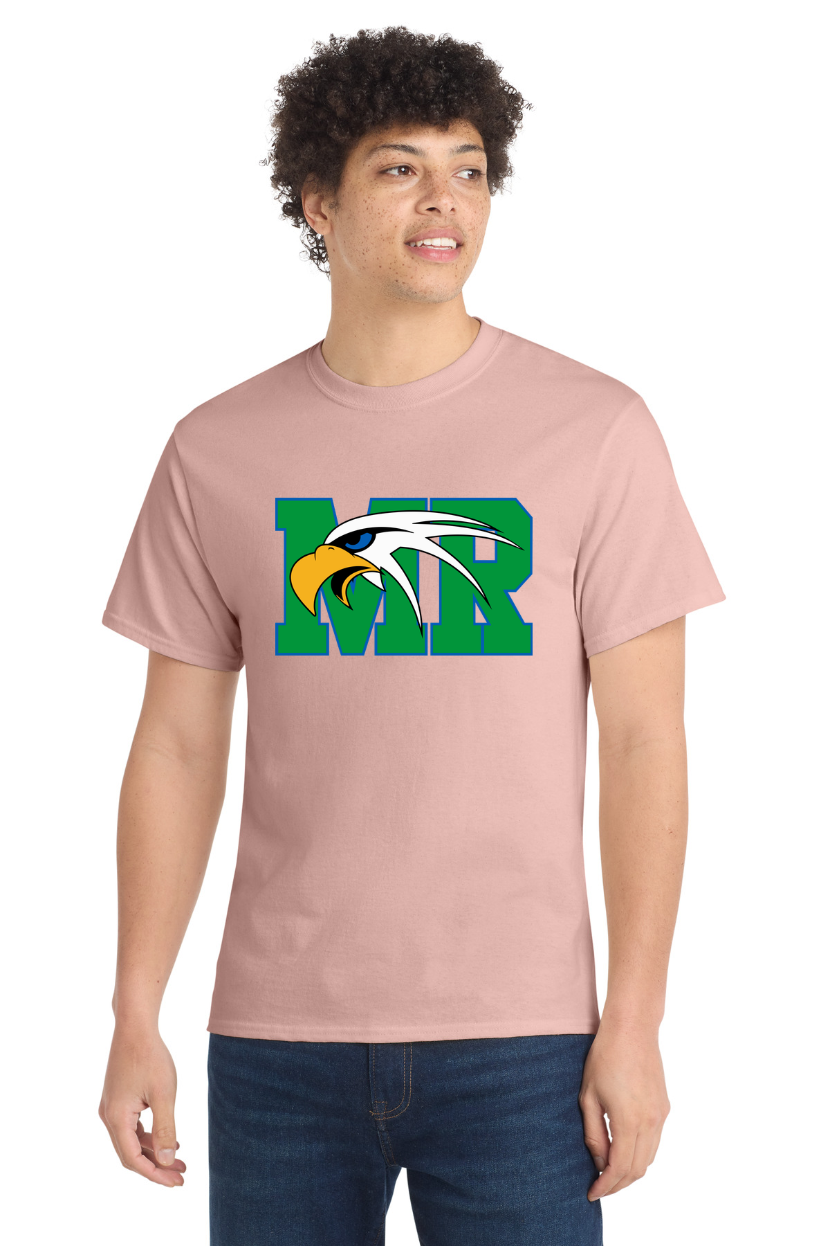 Maple River High School hockey_boys - Pale Blush Port & Co Core Cotton Tee. PC54