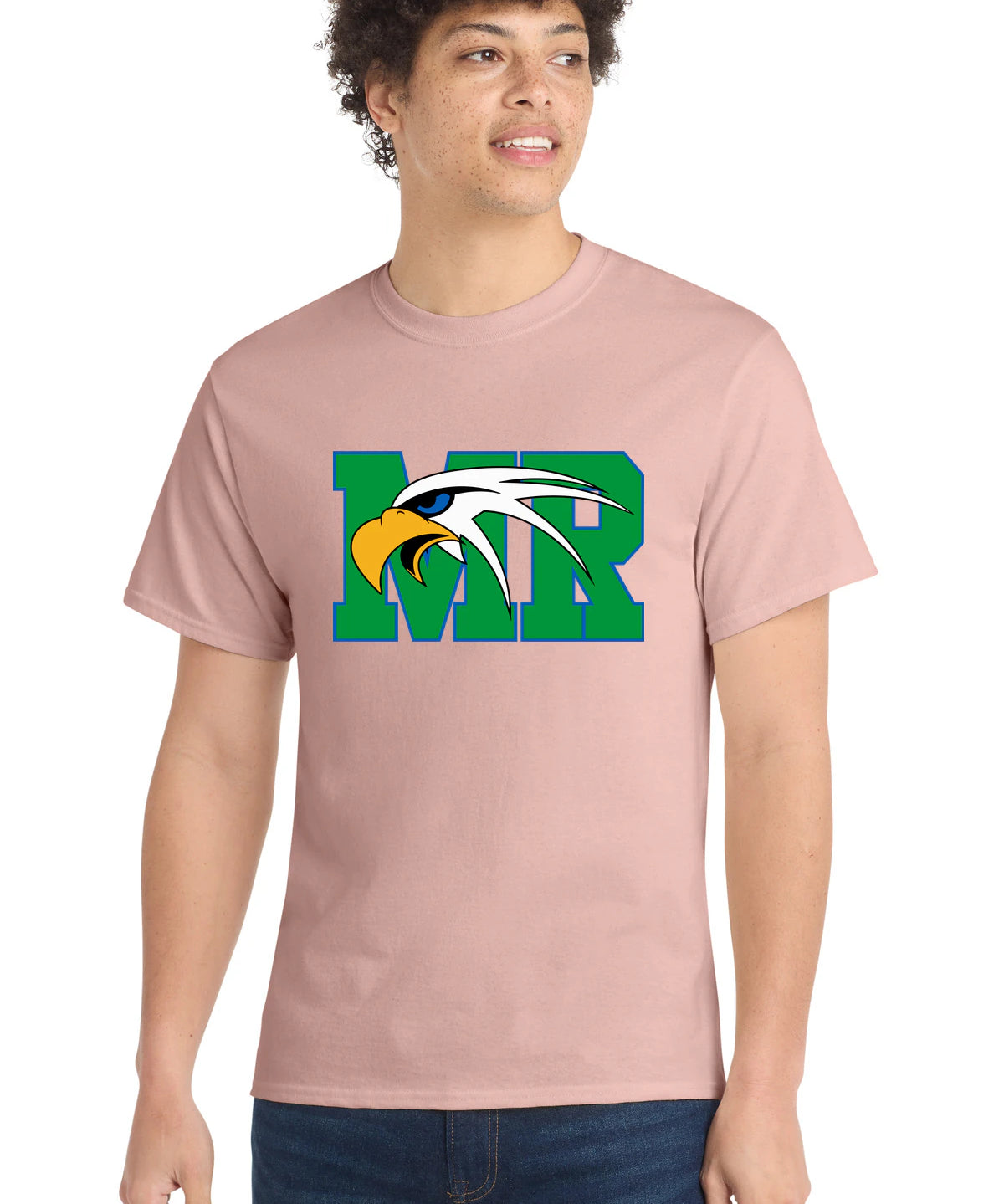 Maple River High School hockey_boys - Pale Blush Port & Co Core Cotton Tee. PC54