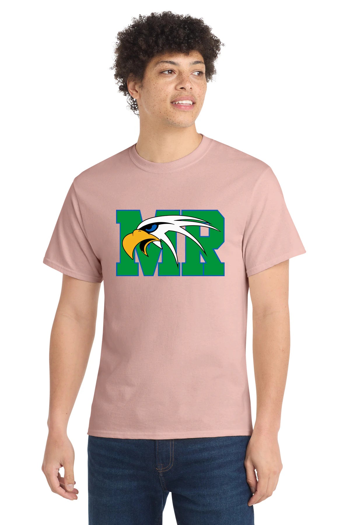 Maple River High School hockey_boys - Pale Blush Port & Co Core Cotton Tee. PC54