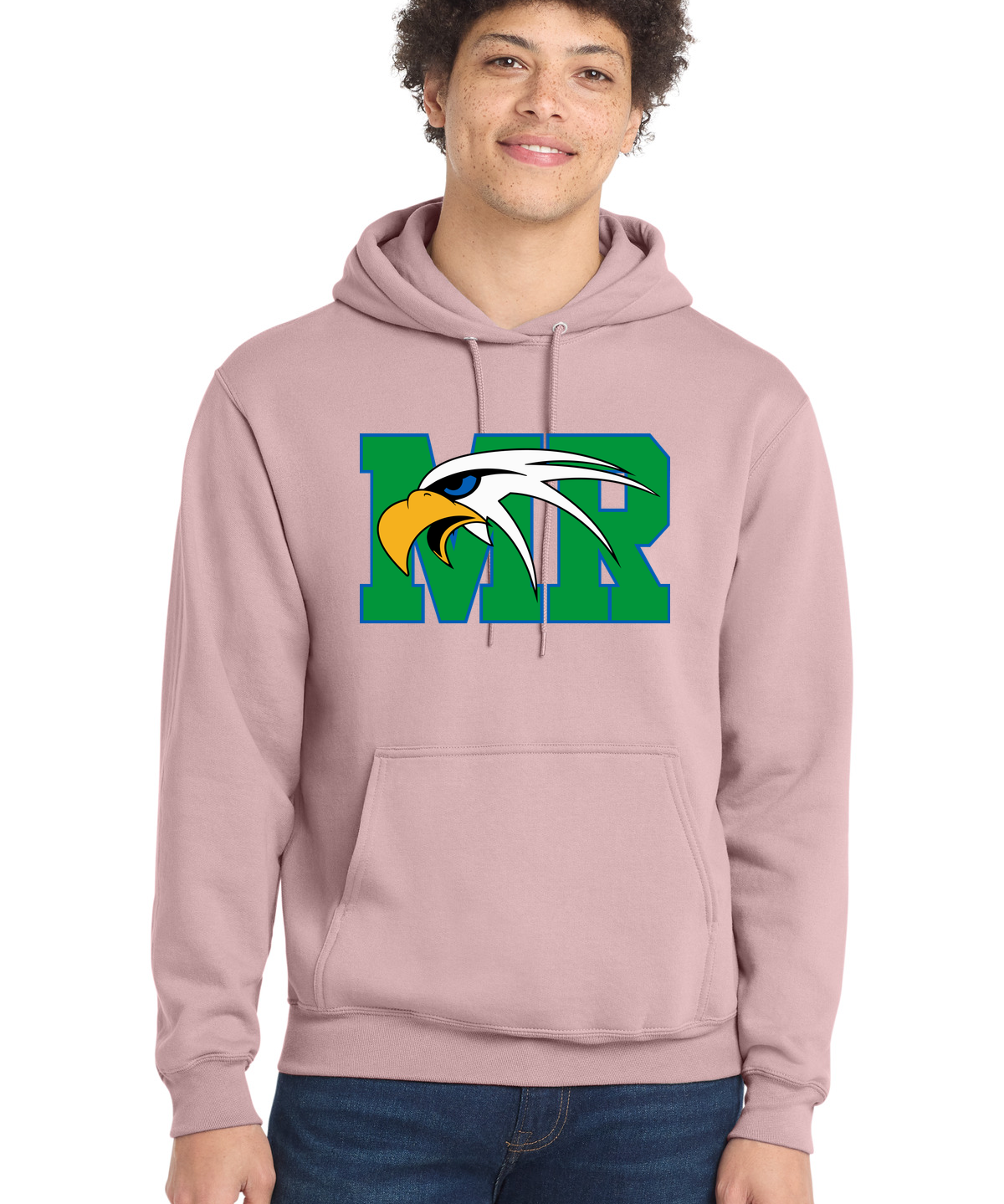 Maple River High School hockey_boys - Pale Blush Port & Co Core Fleece Pullover Hooded Sweatshirt. PC78H