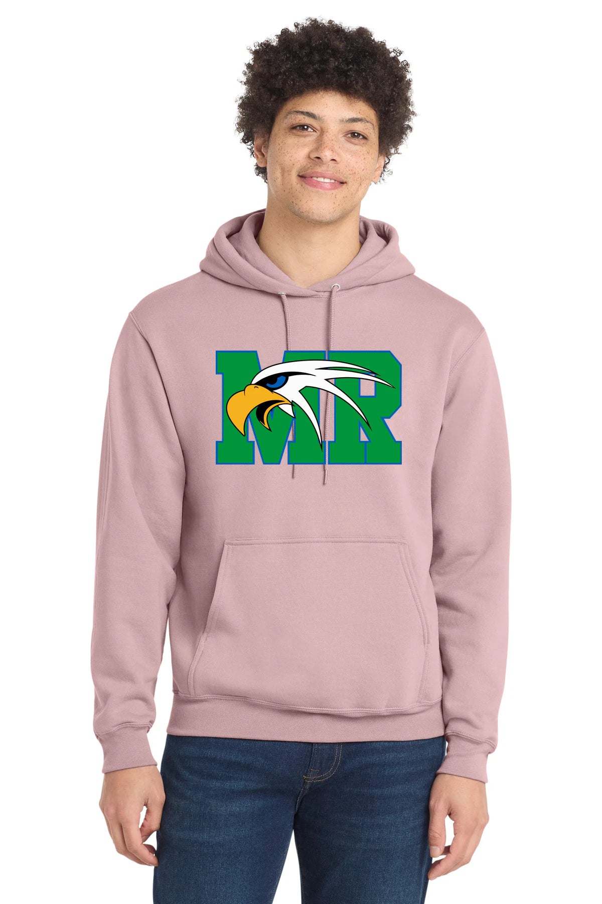 Maple River High School hockey_boys - Pale Blush Port & Co Core Fleece Pullover Hooded Sweatshirt. PC78H