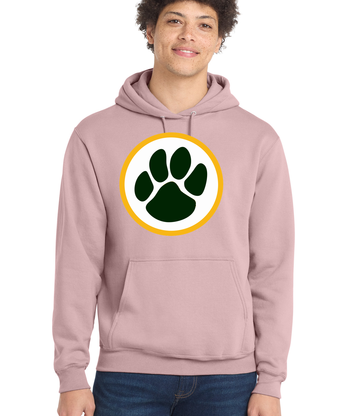 Ashwaubenon High School Football (Boys) - Pale Blush Port & Co Core Fleece Pullover Hooded Sweatshirt. PC78H