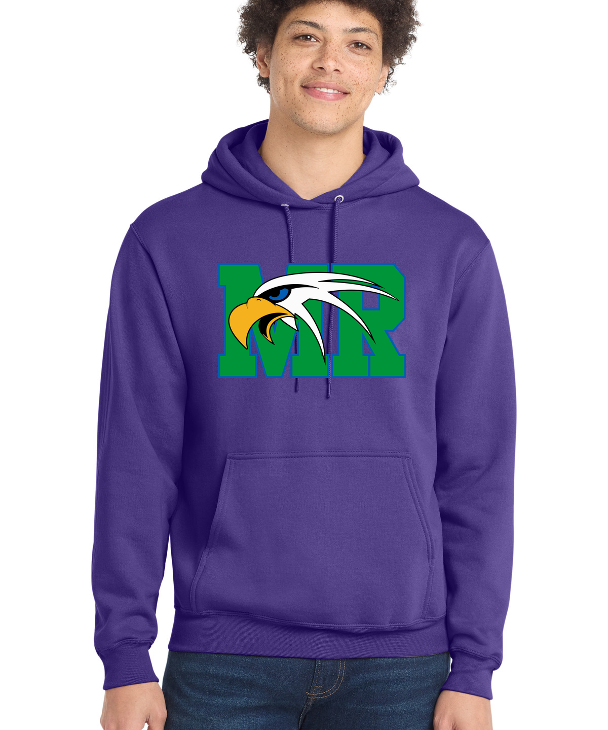 Maple River High School hockey_boys - Purple Port & Co Core Fleece Pullover Hooded Sweatshirt. PC78H
