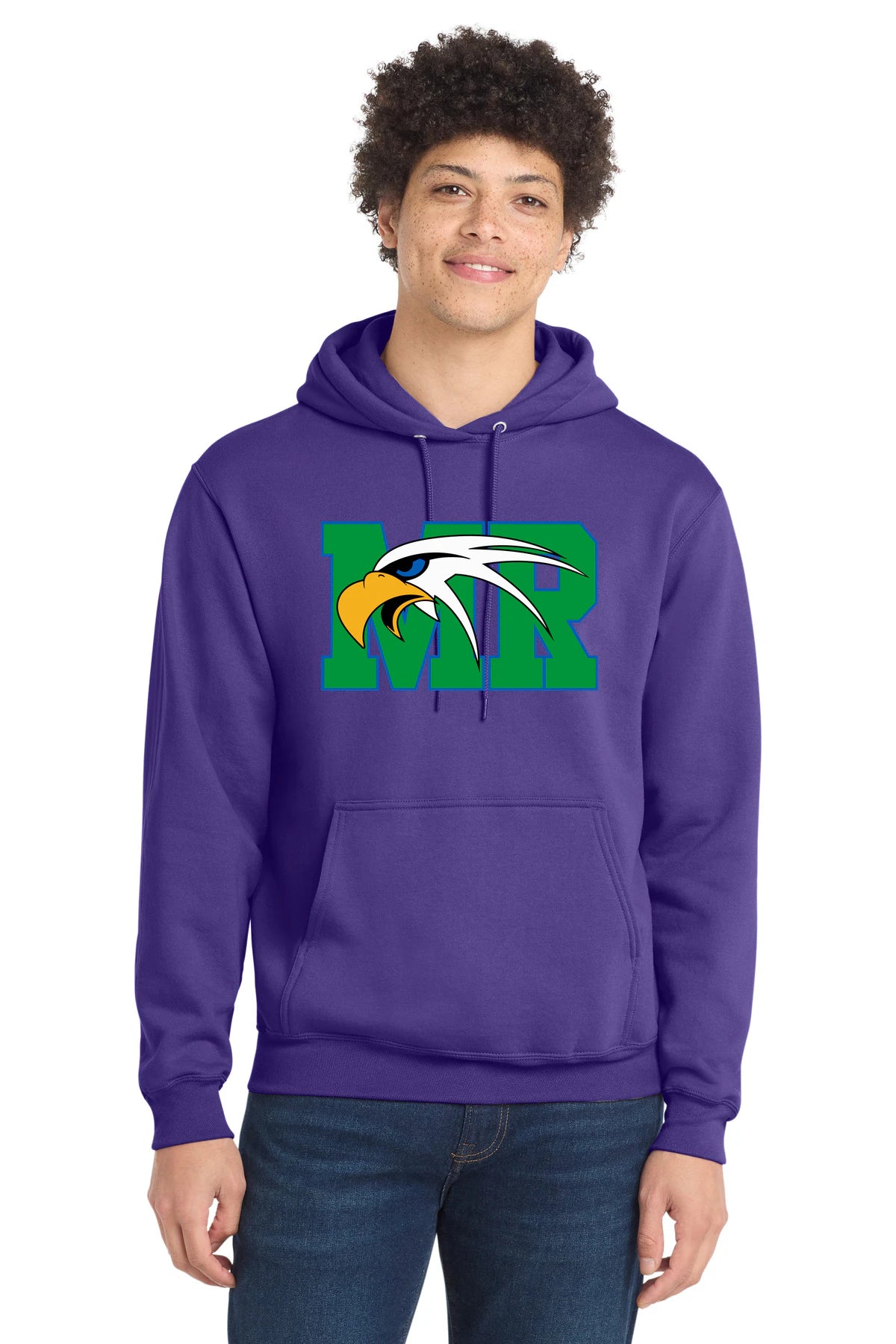 Maple River High School hockey_boys - Purple Port & Co Core Fleece Pullover Hooded Sweatshirt. PC78H