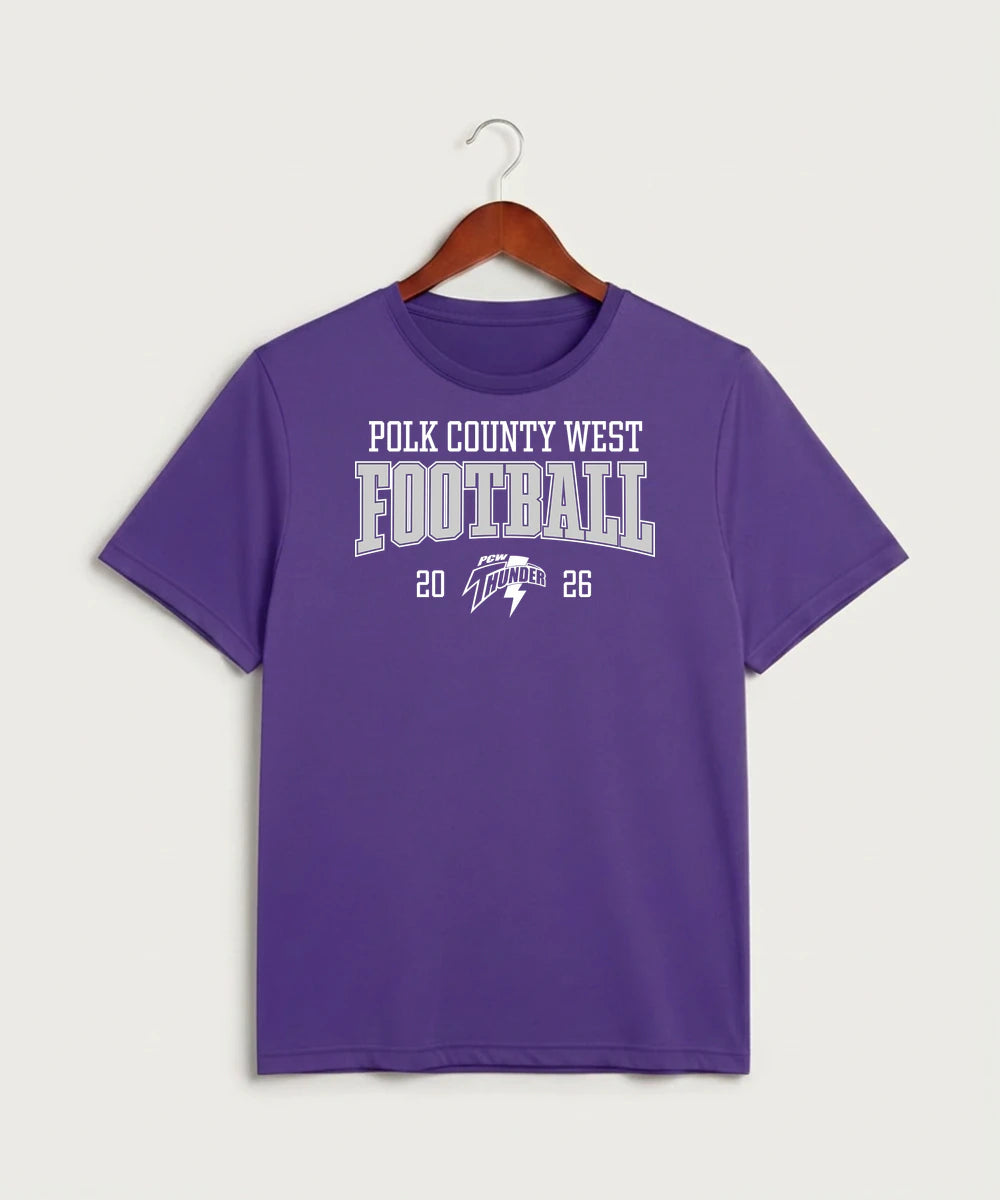 Polk County West Football (Boys) - Purple Sport-Tek PosiCharge Competitor Tee. ST350