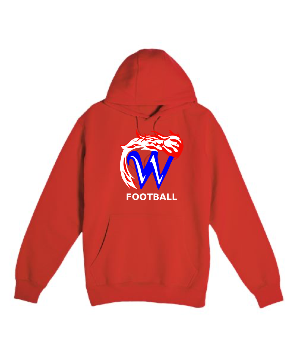 Waupaca High School Football - Red Hoodie Value - Full Front