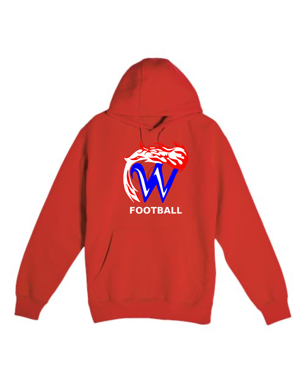 Waupaca High School Football - Red Hoodie Value - Full Front