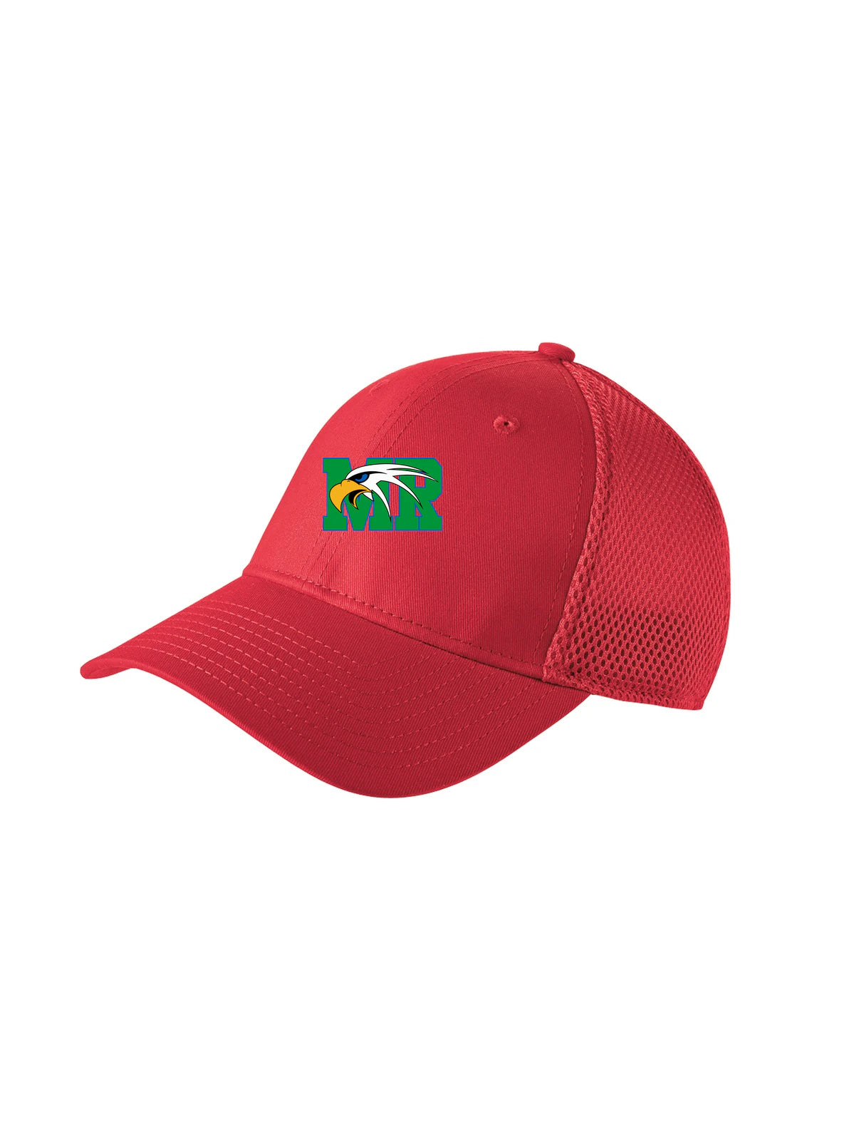 Maple River High School hockey_boys - Scarlet Red New Era - Stretch Mesh Cap. NE1020
