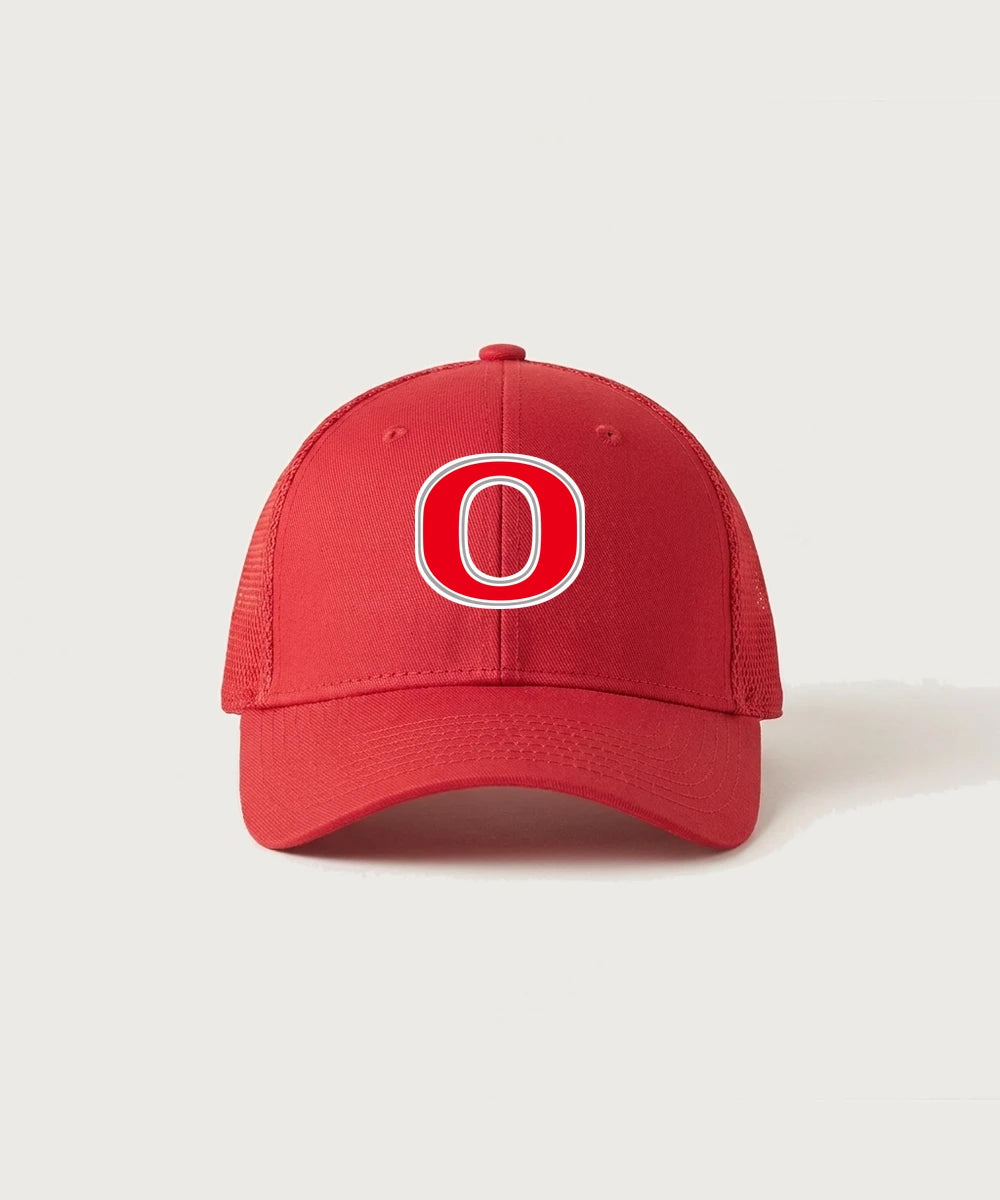 Osakis High School Athletics Coed - Scarlet Red New Era - Stretch Mesh Cap. NE1020