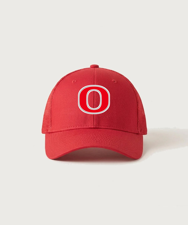 Osakis High School Athletics Coed - Scarlet Red New Era - Stretch Mesh Cap. NE1020