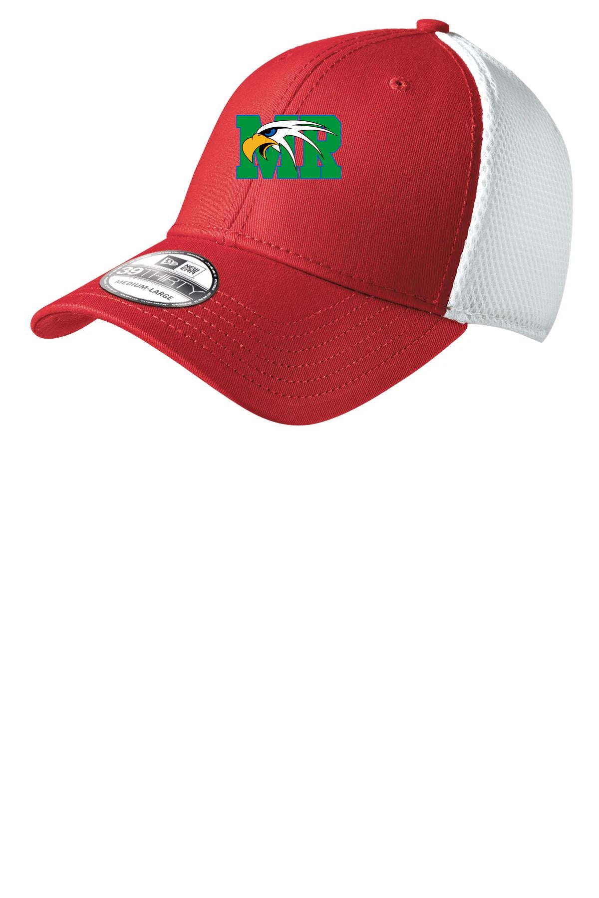 Maple River High School hockey_boys - Scarlet Red/ White New Era - Stretch Mesh Cap. NE1020