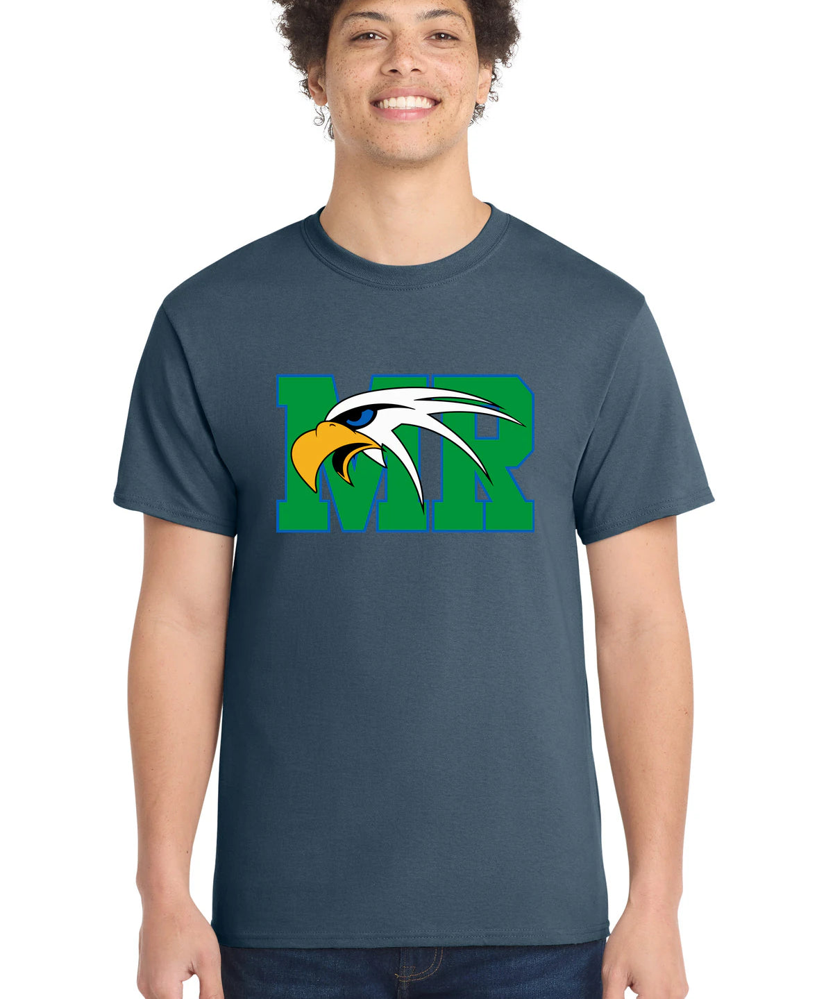 Maple River High School hockey_boys - Steel Blue Port & Co Core Cotton Tee. PC54