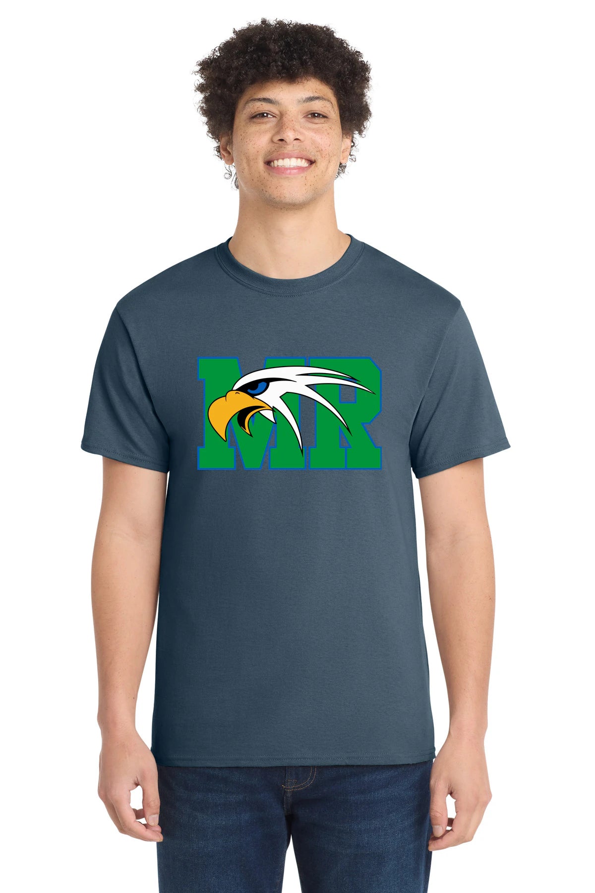 Maple River High School hockey_boys - Steel Blue Port & Co Core Cotton Tee. PC54