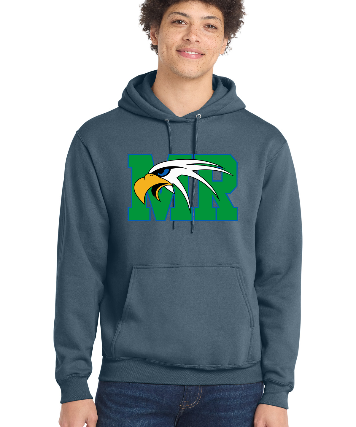 Maple River High School hockey_boys - Steel Blue Port & Co Core Fleece Pullover Hooded Sweatshirt. PC78H