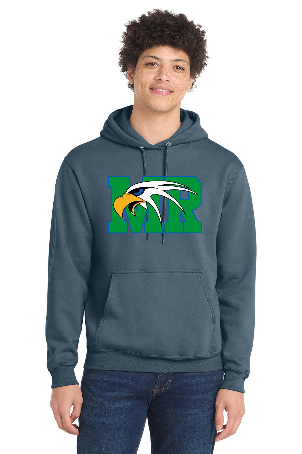 Maple River High School hockey_boys - Steel Blue Port & Co Core Fleece Pullover Hooded Sweatshirt. PC78H