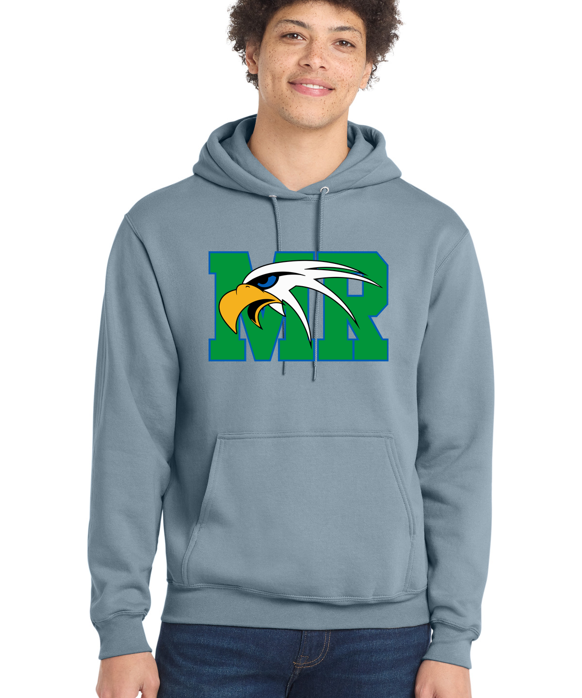 Maple River High School hockey_boys - Stonewashed Blue Port & Co Core Fleece Pullover Hooded Sweatshirt. PC78H
