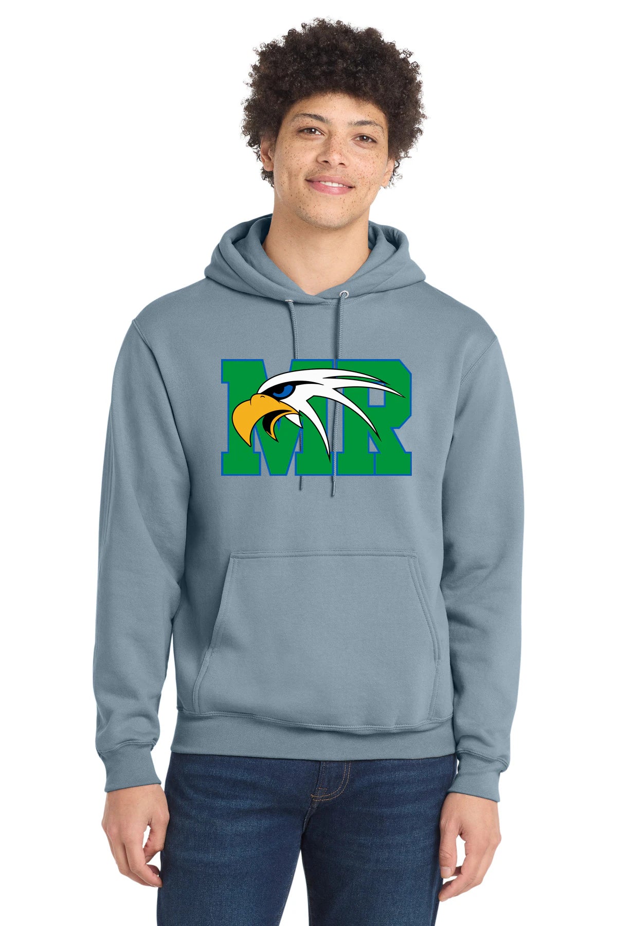 Maple River High School hockey_boys - Stonewashed Blue Port & Co Core Fleece Pullover Hooded Sweatshirt. PC78H