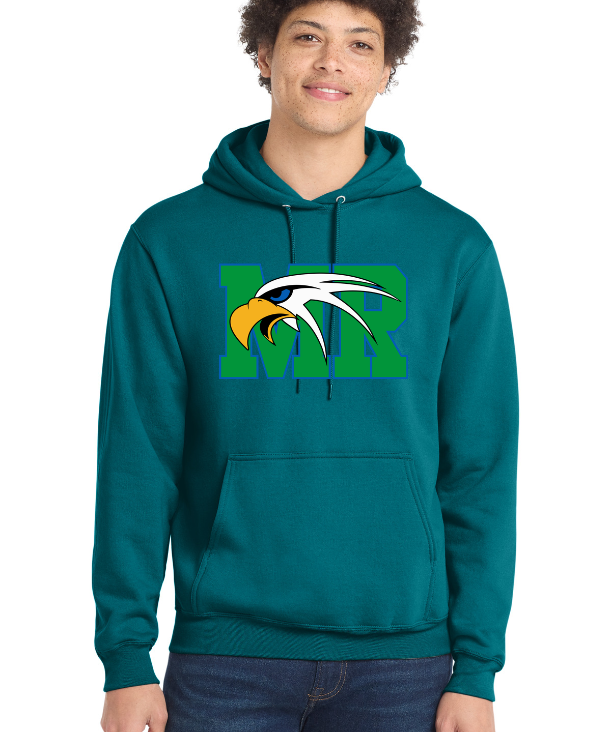 Maple River High School hockey_boys - Teal Port & Co Core Fleece Pullover Hooded Sweatshirt. PC78H